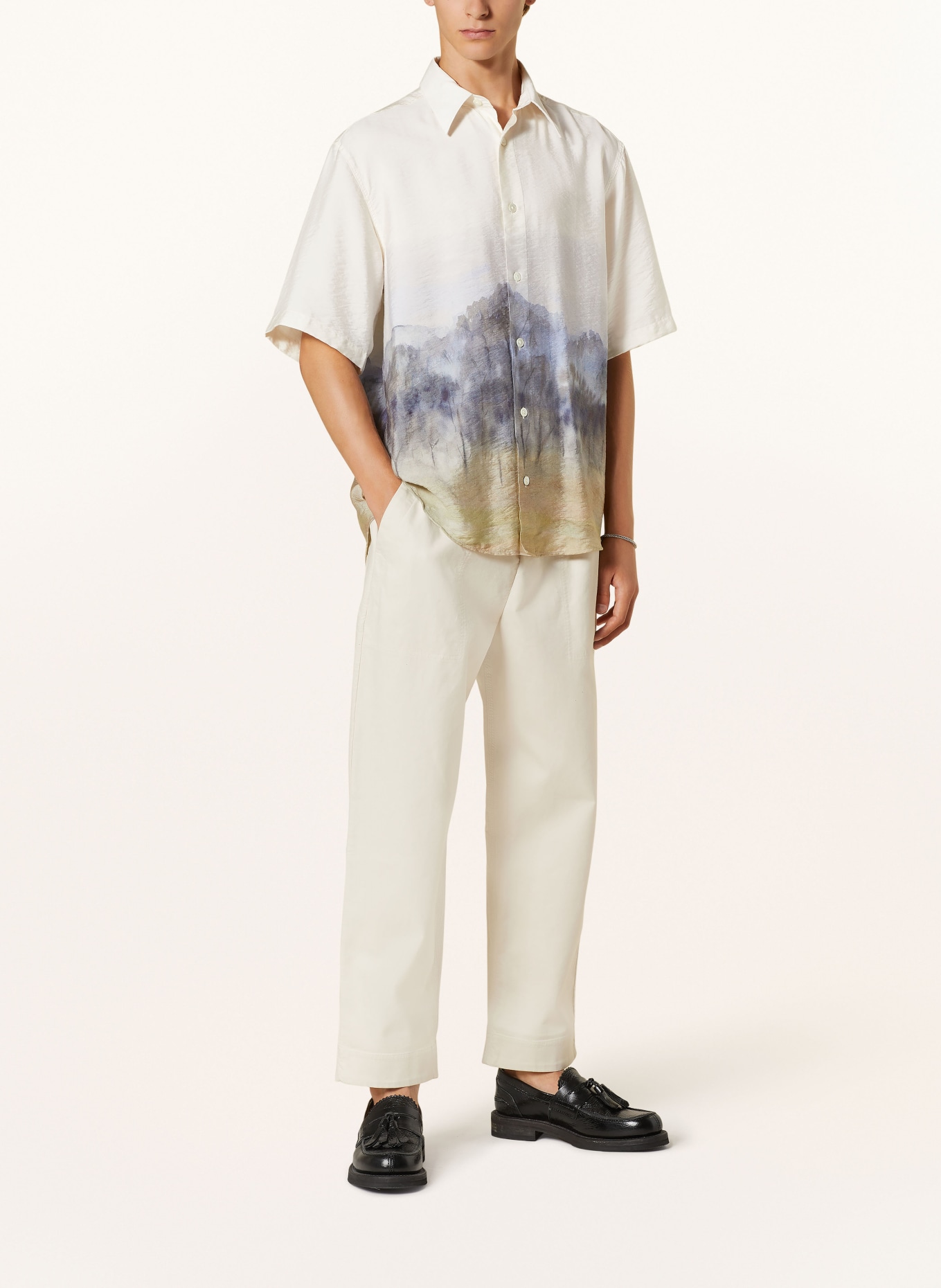 NN.07 Short sleeve shirt QUINSY comfort fit, Color: ECRU/ BLUE GRAY/ BEIGE (Image 2)