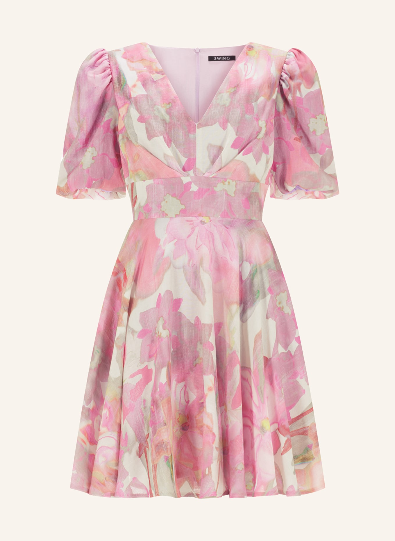 SWING Cocktail dress, Color: CREAM/ PINK/ GREEN (Image 1)