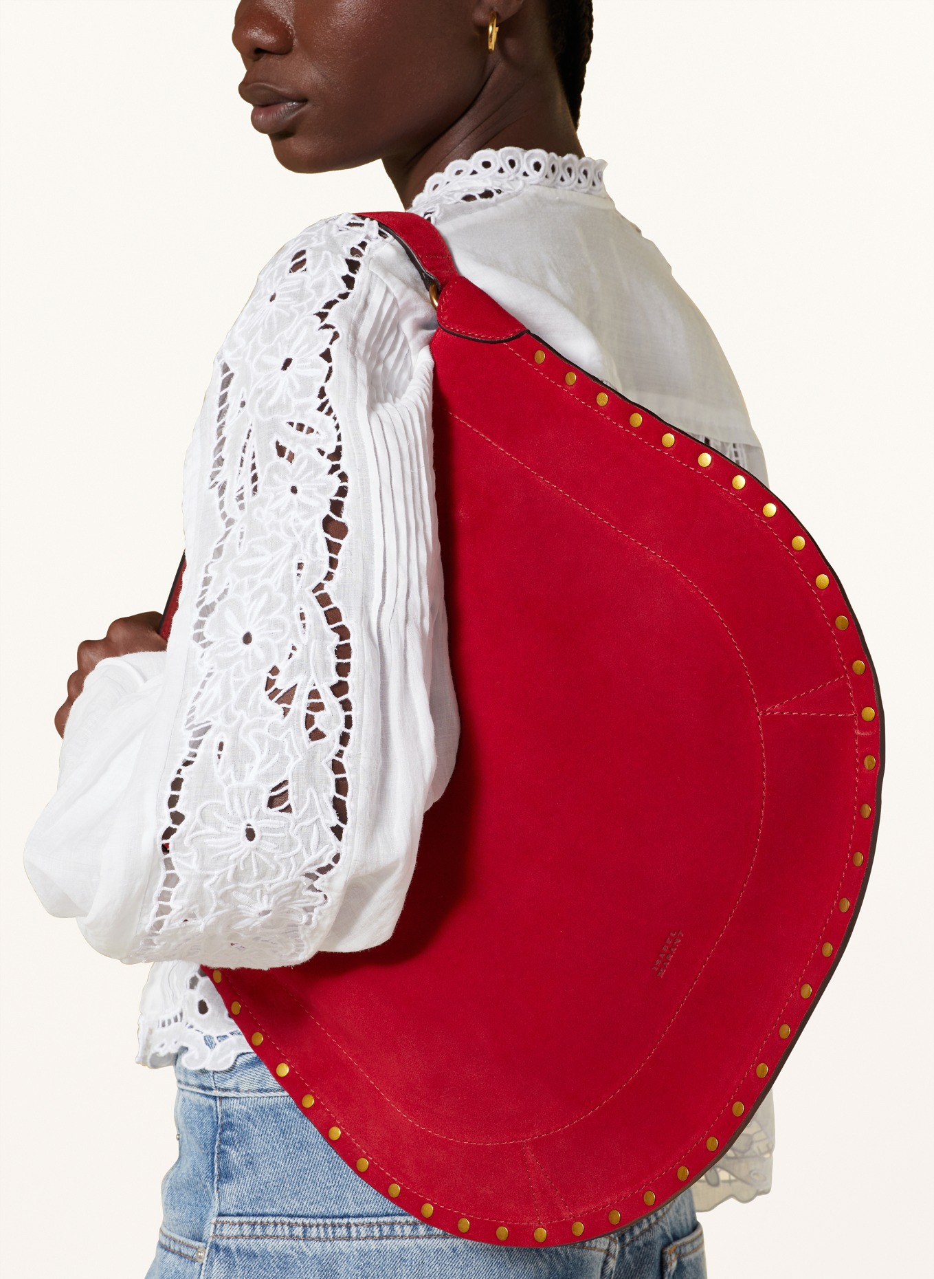 ISABEL MARANT Shopper OSKAN mit Pouch und Nieten, Farbe: DUNKELROT (Bild 4)