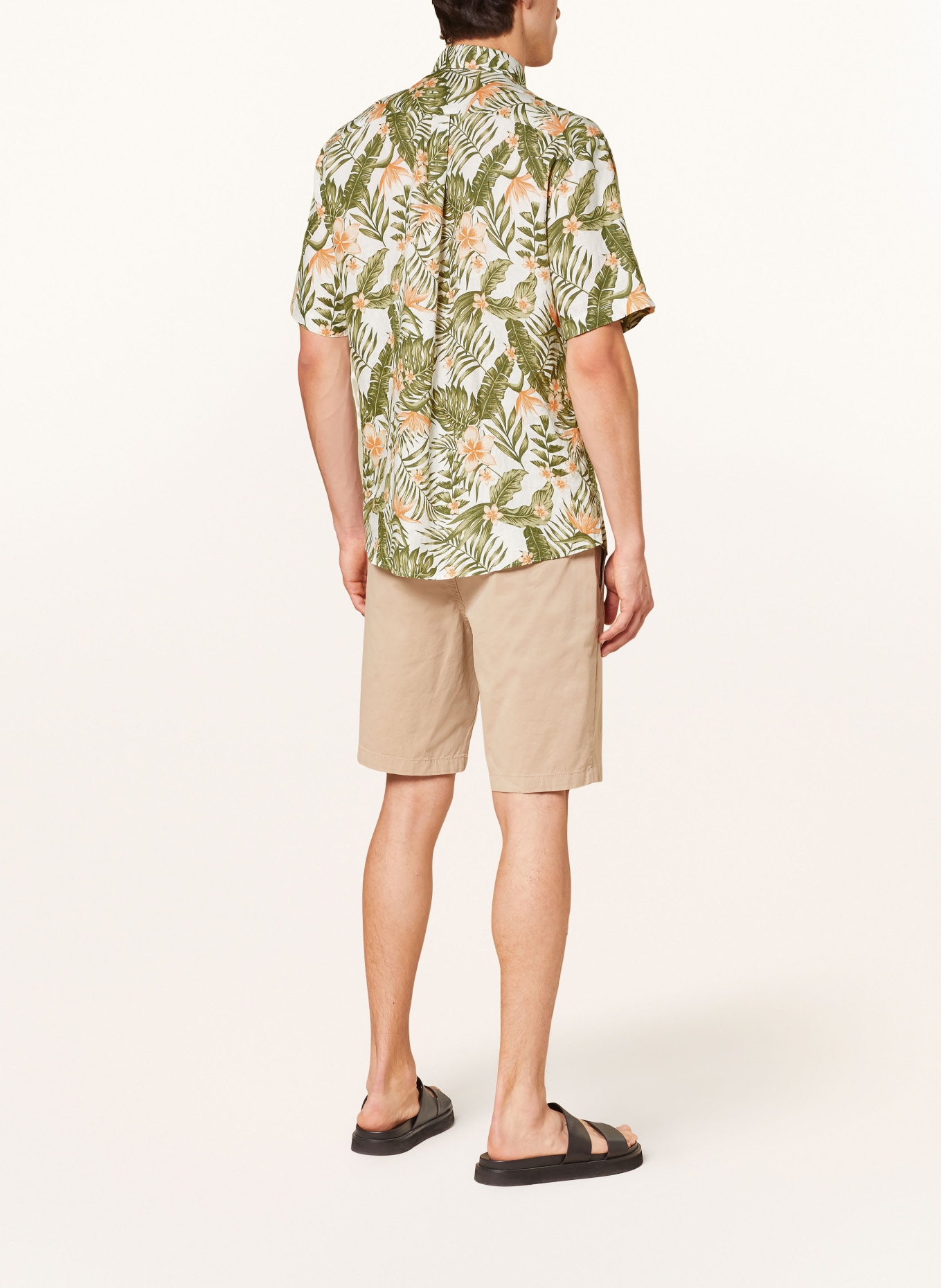 FYNCH-HATTON Kurzarm-Hemd Comfort Fit aus Leinen, Farbe: OLIV/ WEISS/ ORANGE (Bild 3)