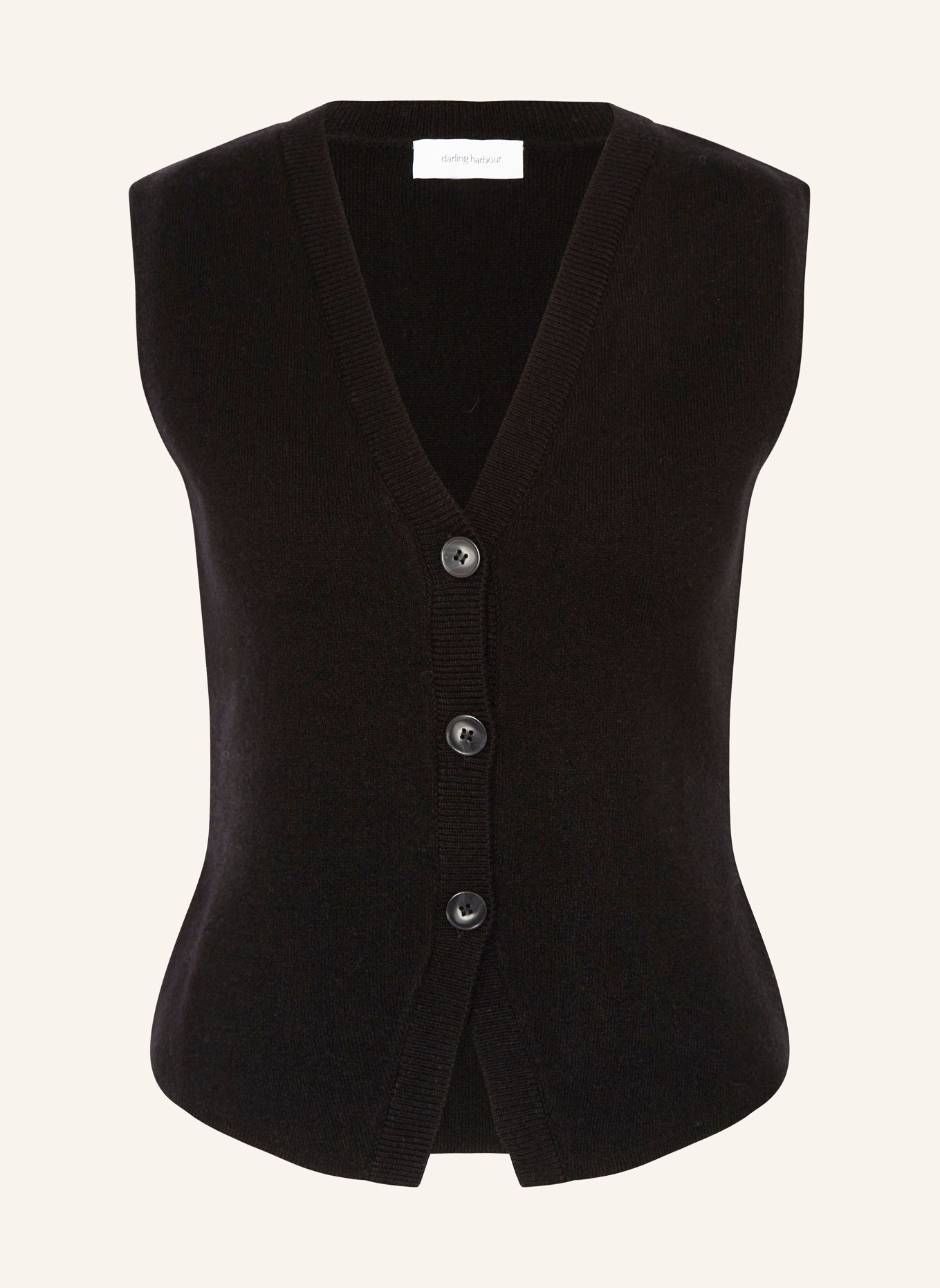 darling harbour Knit vest with cashmere, Color: BLACK (Image 1)