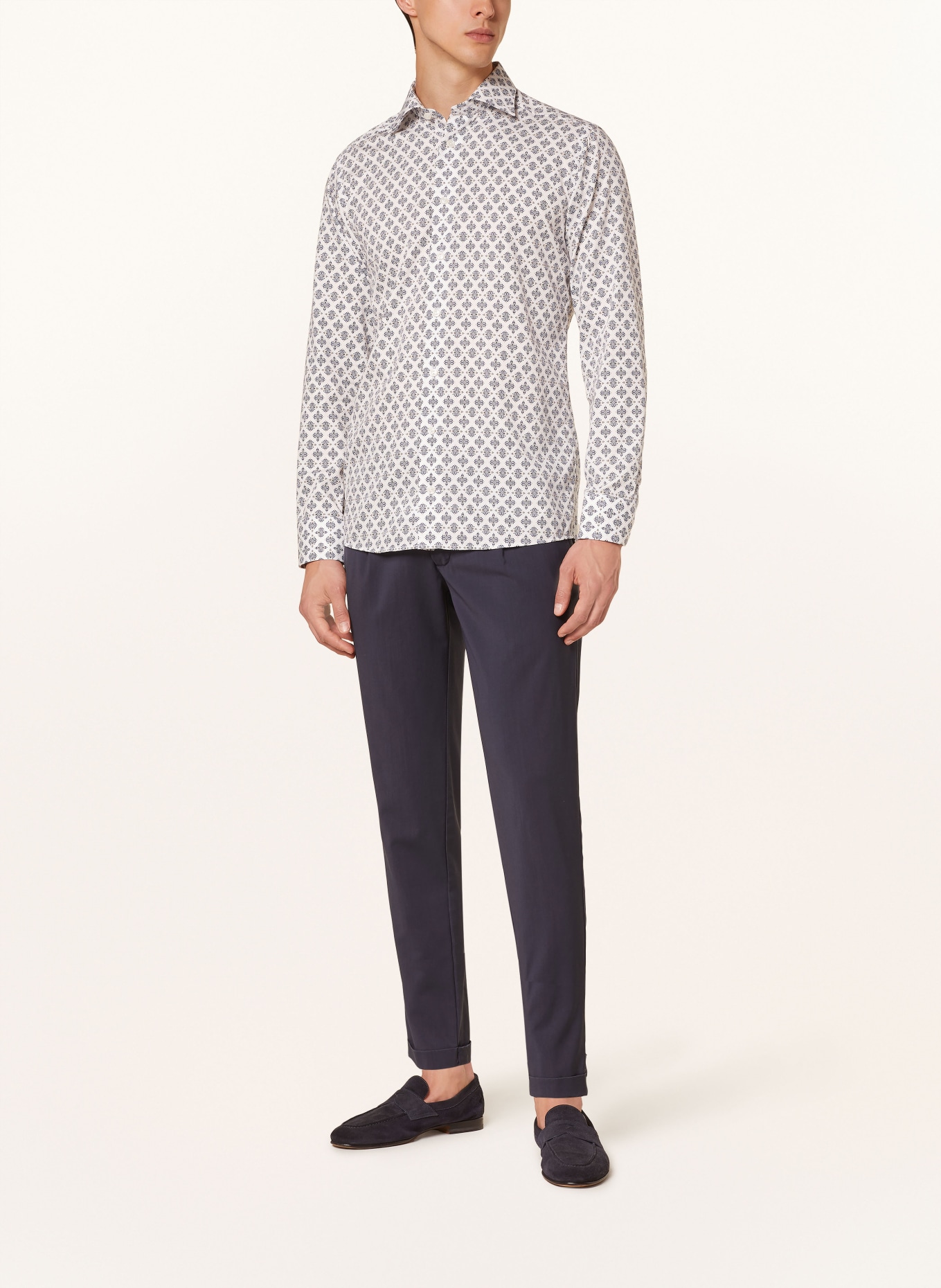ETON Shirt slim fit, Color: WHITE/ DARK BLUE/ CAMEL (Image 2)