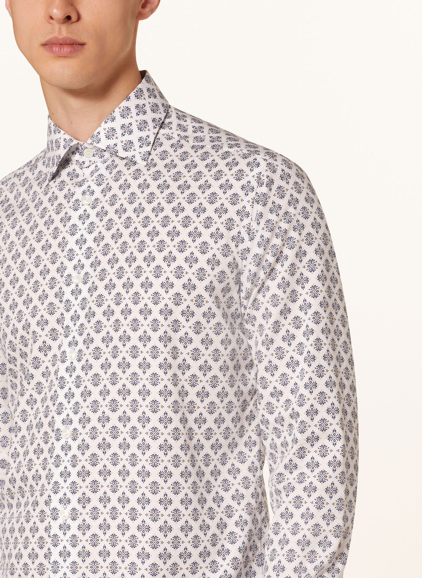 ETON Shirt slim fit, Color: WHITE/ DARK BLUE/ CAMEL (Image 4)