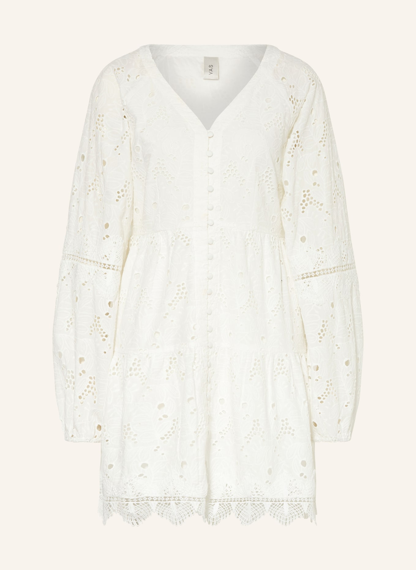 Y.A.S. Dress with broderie anglaise, Color: WHITE (Image 1)