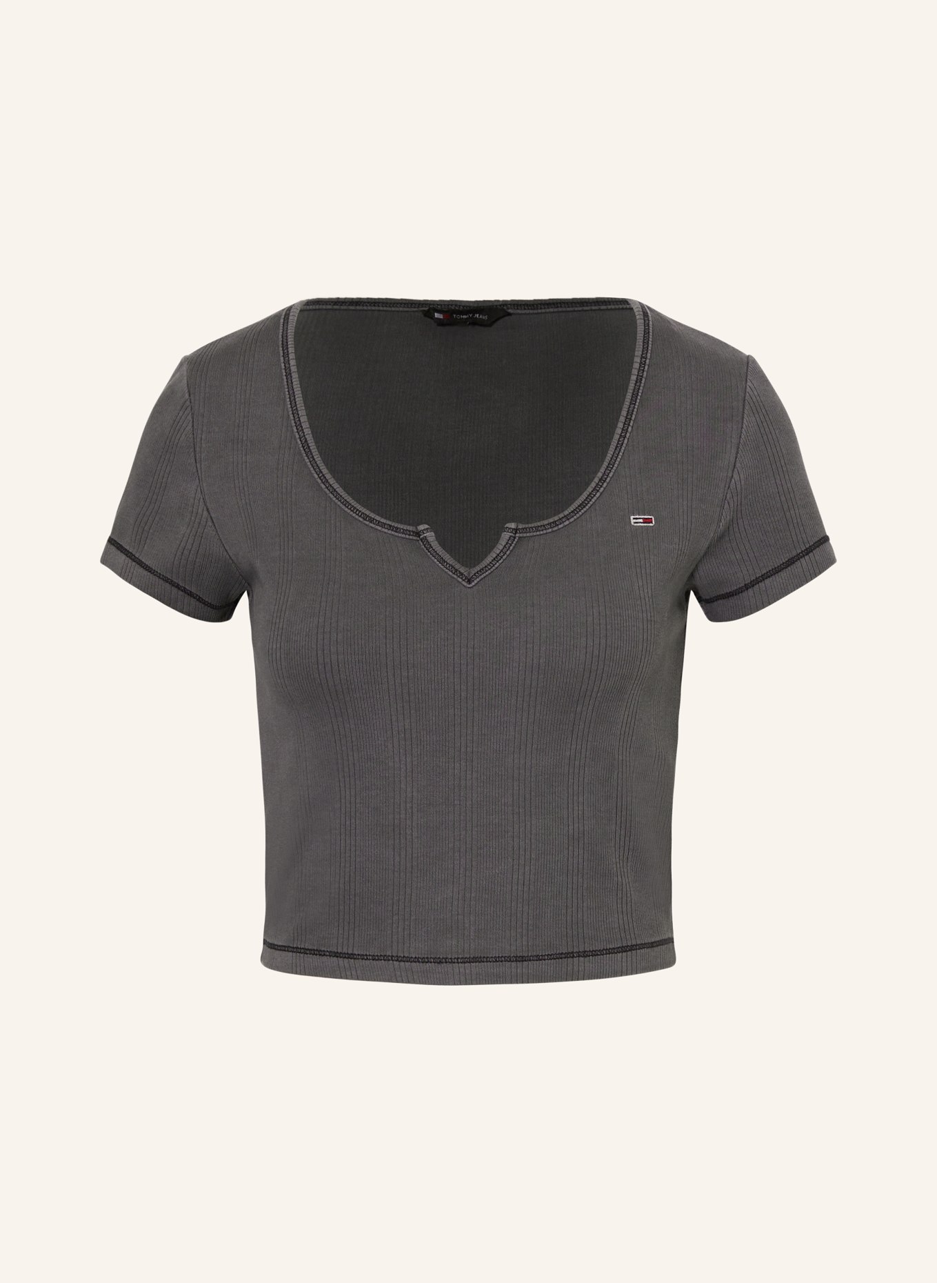 TOMMY JEANS Cropped-Shirt, Farbe: DUNKELGRAU (Bild 1)