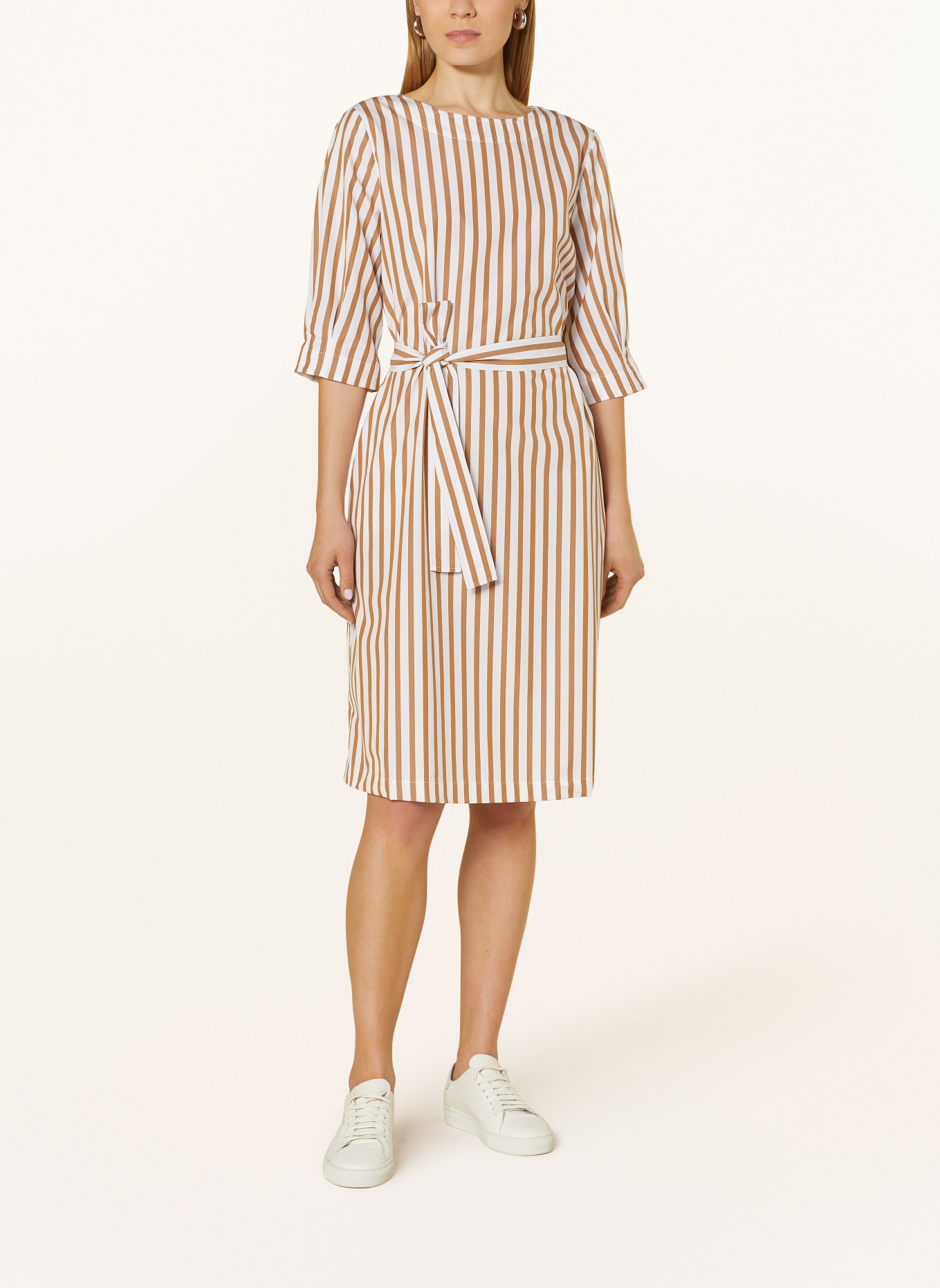 MAERZ MUENCHEN Dress with 3/4 sleeves, Color: COGNAC/ WHITE (Image 2)