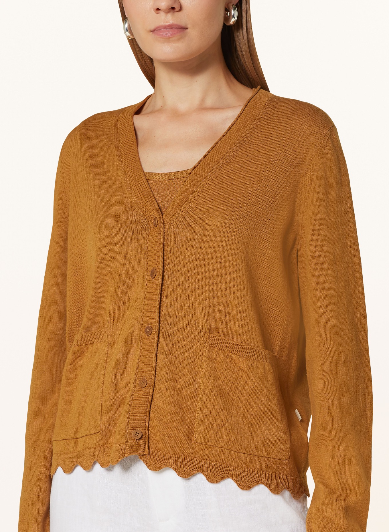 MAERZ MUENCHEN Cardigan with linen, Color: BROWN (Image 4)