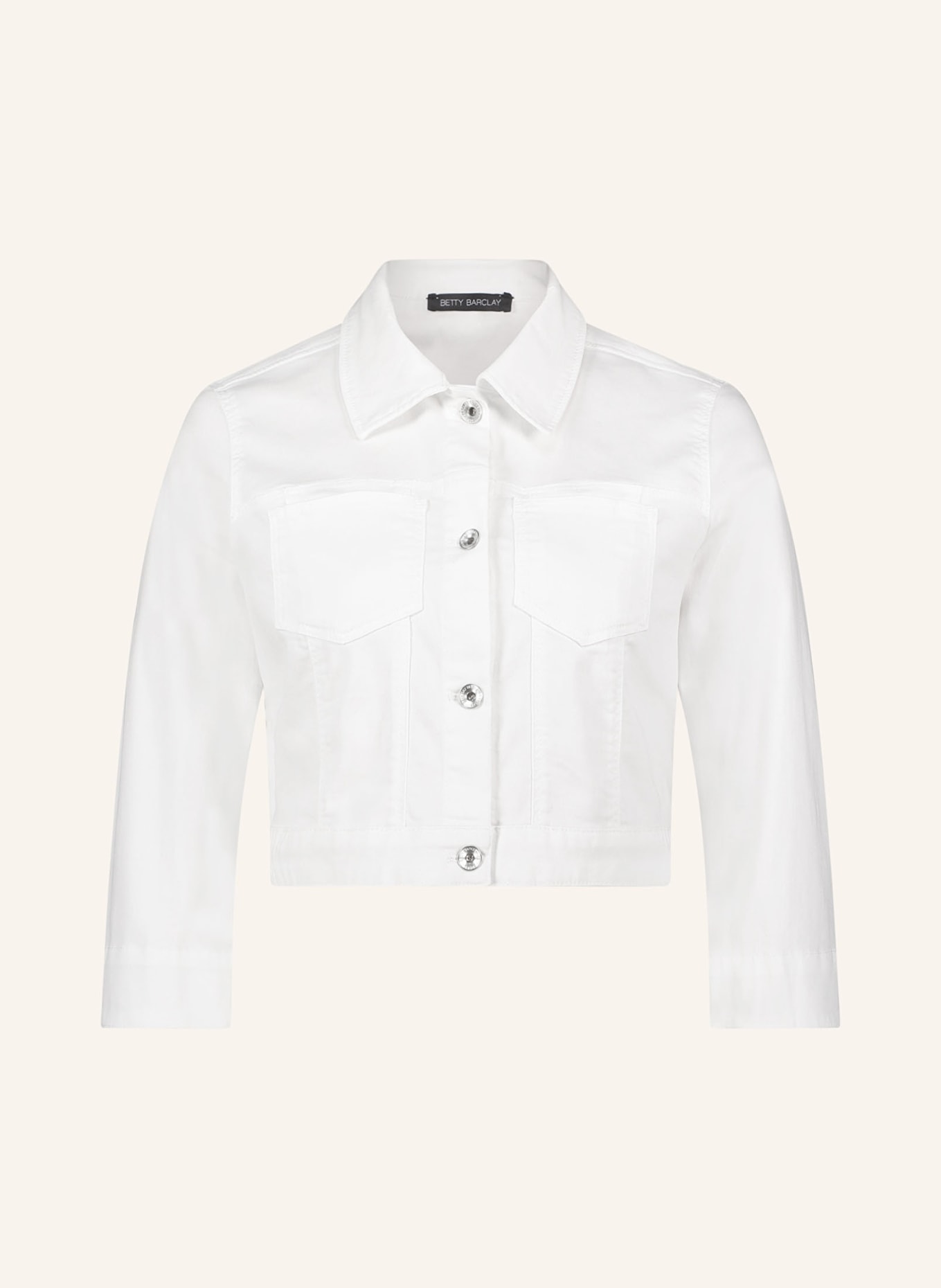 Betty Barclay Cropped denim jacket with 3/4 sleeves, Color: 1620 WHITE DENIM (Image 1)