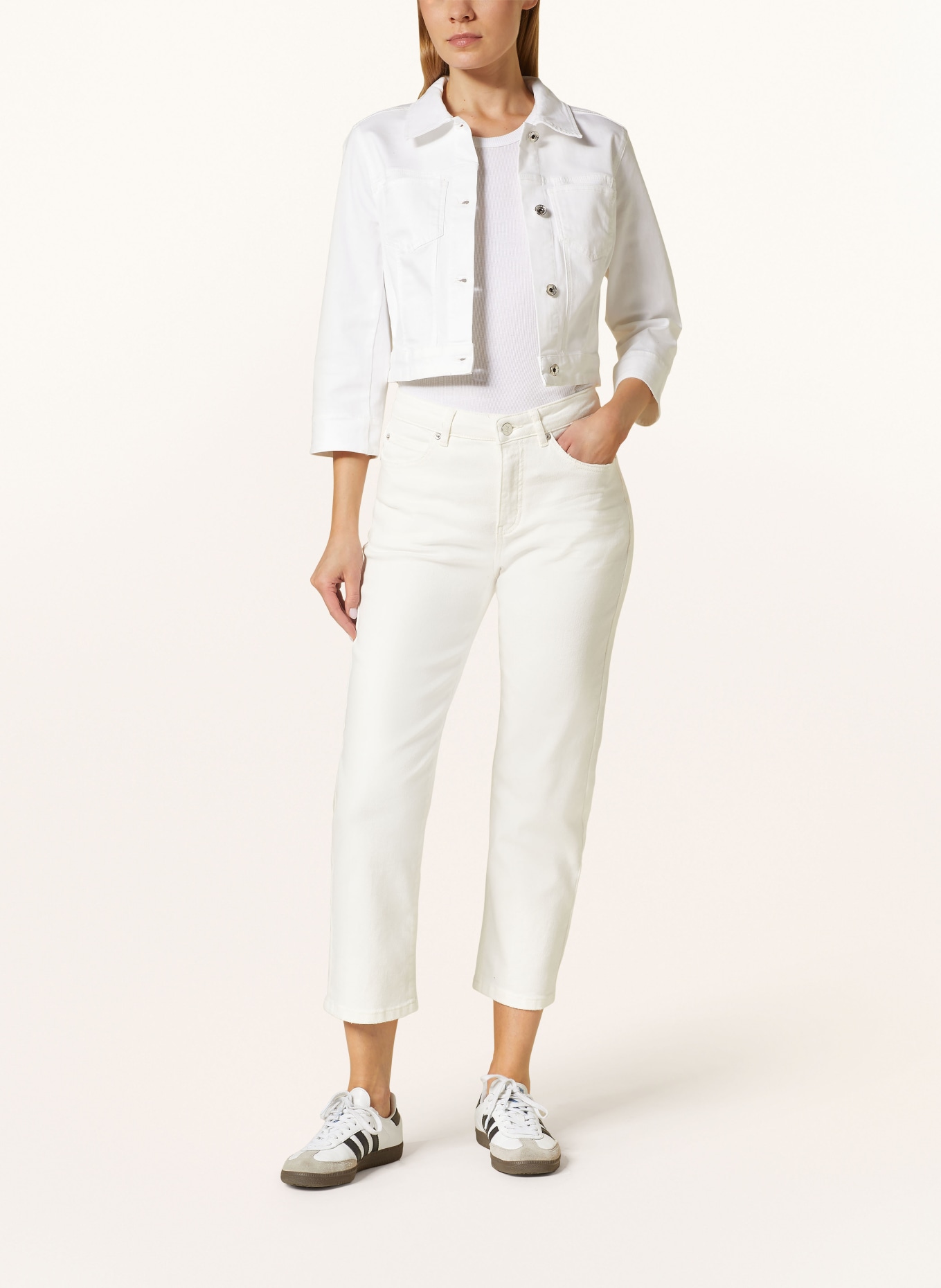 Betty Barclay Cropped denim jacket with 3/4 sleeves, Color: 1620 WHITE DENIM (Image 2)