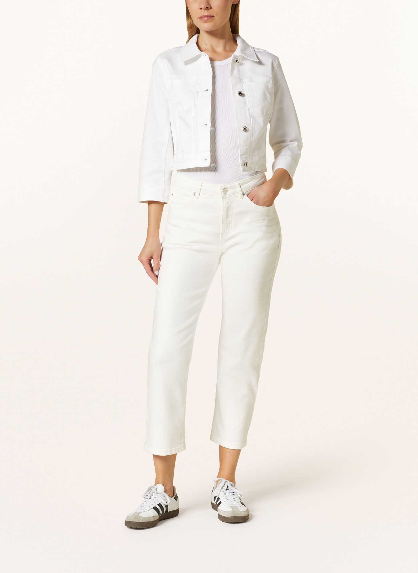 Betty Barclay Cropped-Jeansjacke mit 3/4-Arm, Farbe: 1620 WHITE DENIM (Bild 2)