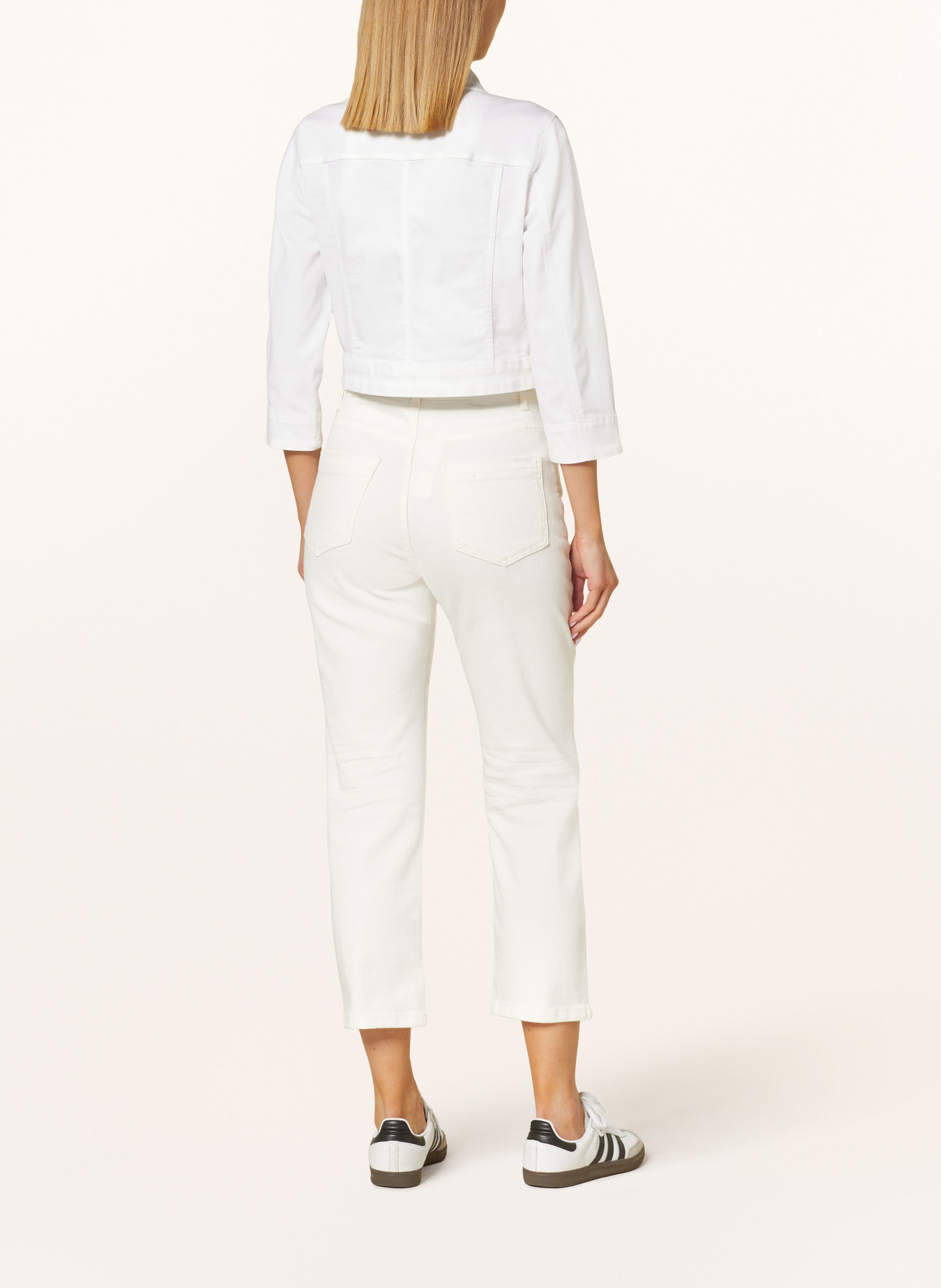 White cropped jean jacket on sale