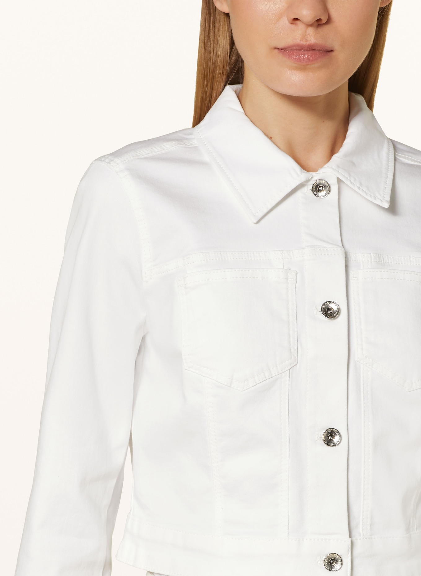 Betty Barclay Cropped denim jacket with 3/4 sleeves, Color: 1620 WHITE DENIM (Image 4)