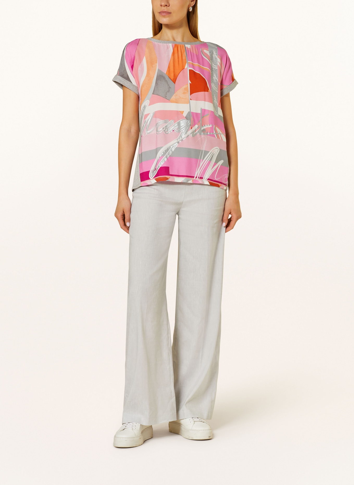 Betty Barclay T-shirt in mixed materials, Color: GRAY/ PINK/ ORANGE (Image 2)