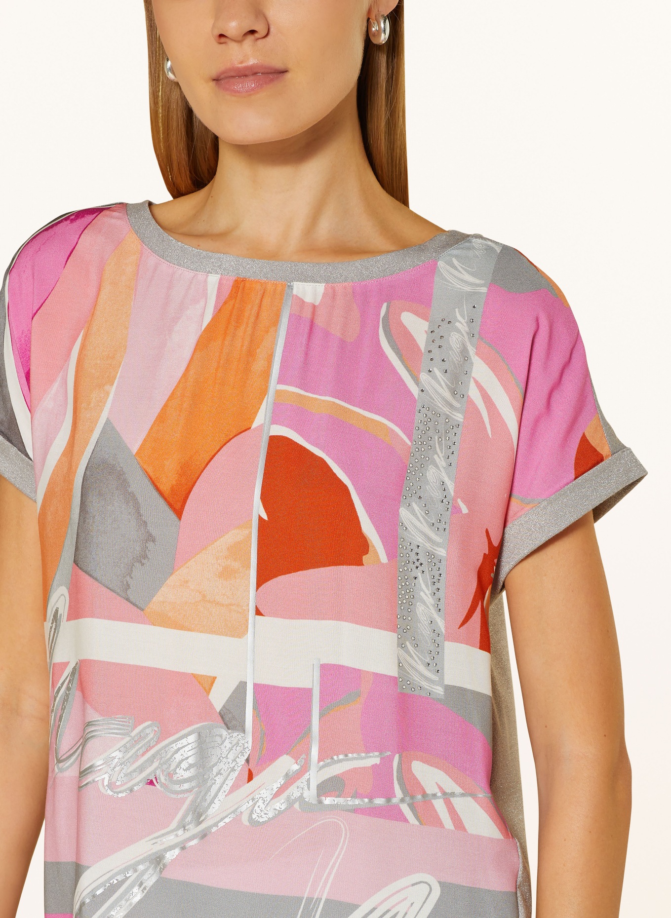 Betty Barclay T-Shirt im Materialmix, Farbe: GRAU/ ROSA/ ORANGE (Bild 4)
