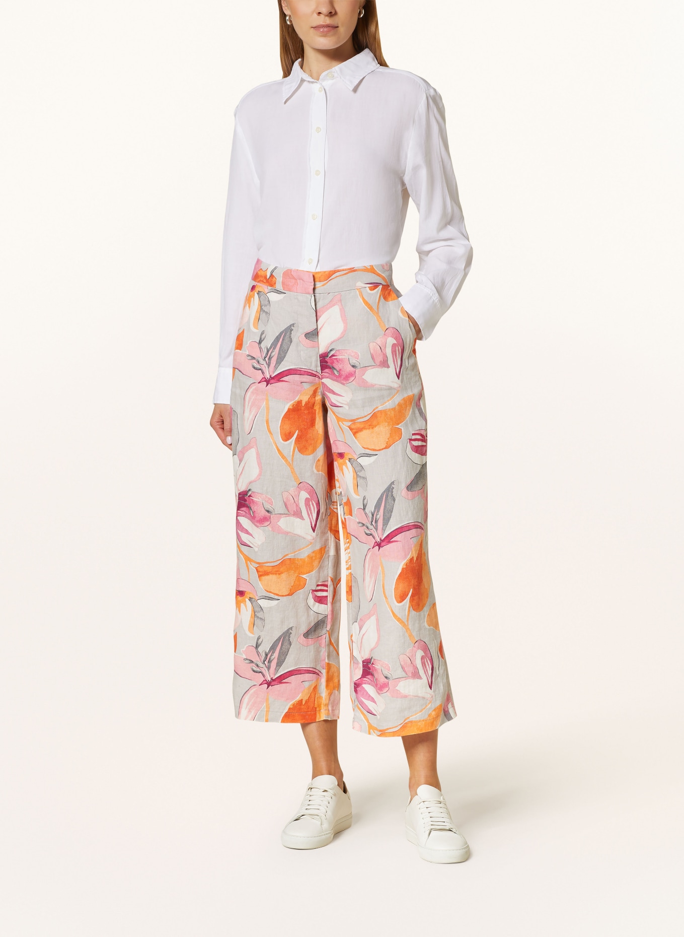 Betty Barclay Linen culottes, Color: PINK/ ORANGE/ GRAY (Image 2)