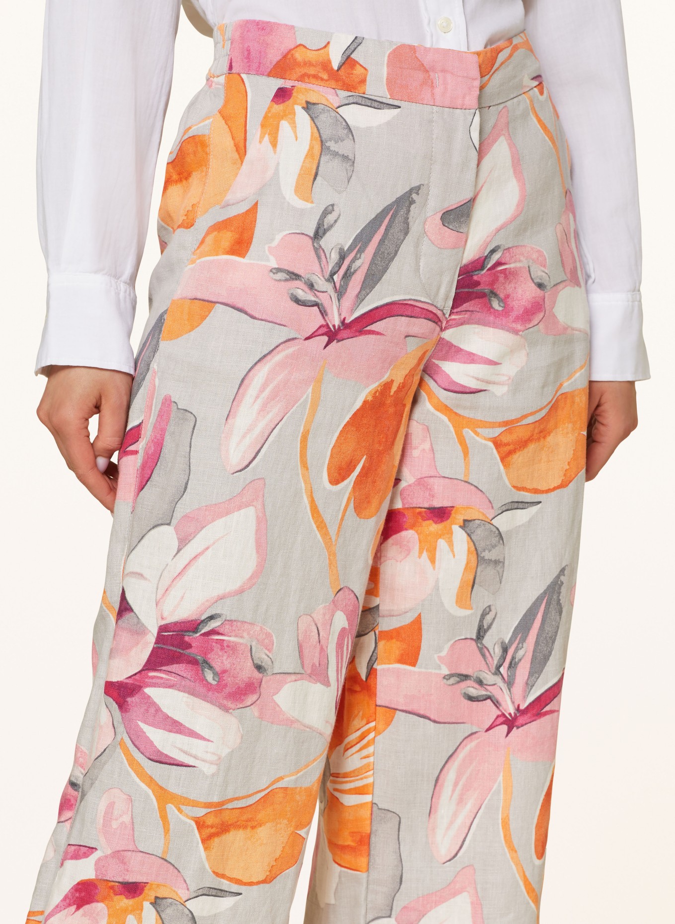 Betty Barclay Linen culottes, Color: PINK/ ORANGE/ GRAY (Image 5)