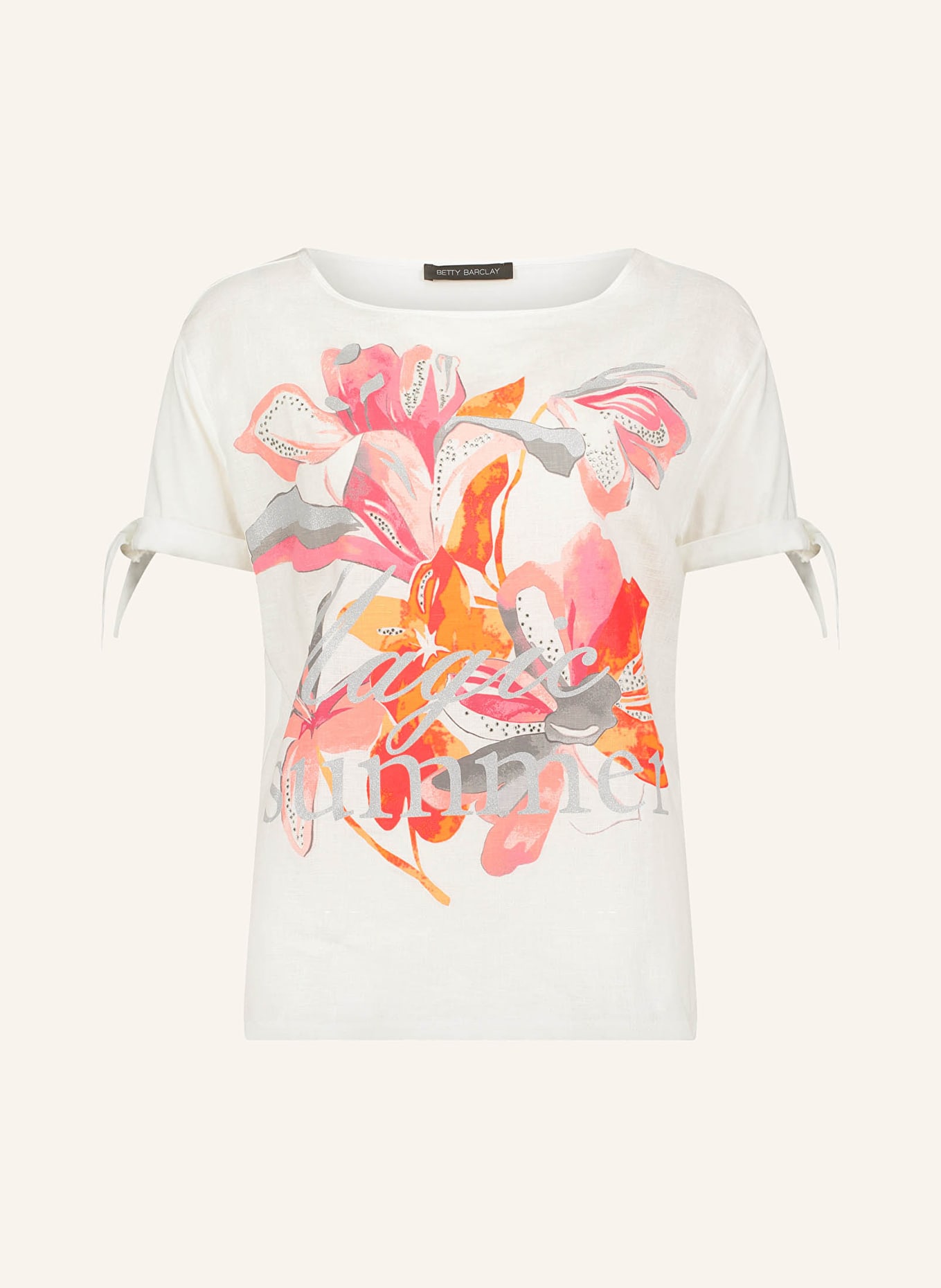 Betty Barclay T-shirt in mixed materials in cream/ rose/ orange