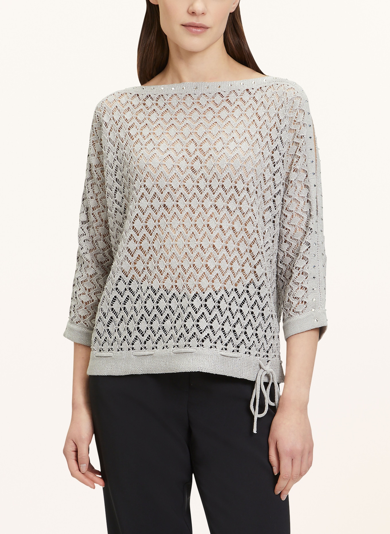 Betty Barclay Sweater with decorative gems and glitter thread, Color: GRAY (Image 2)