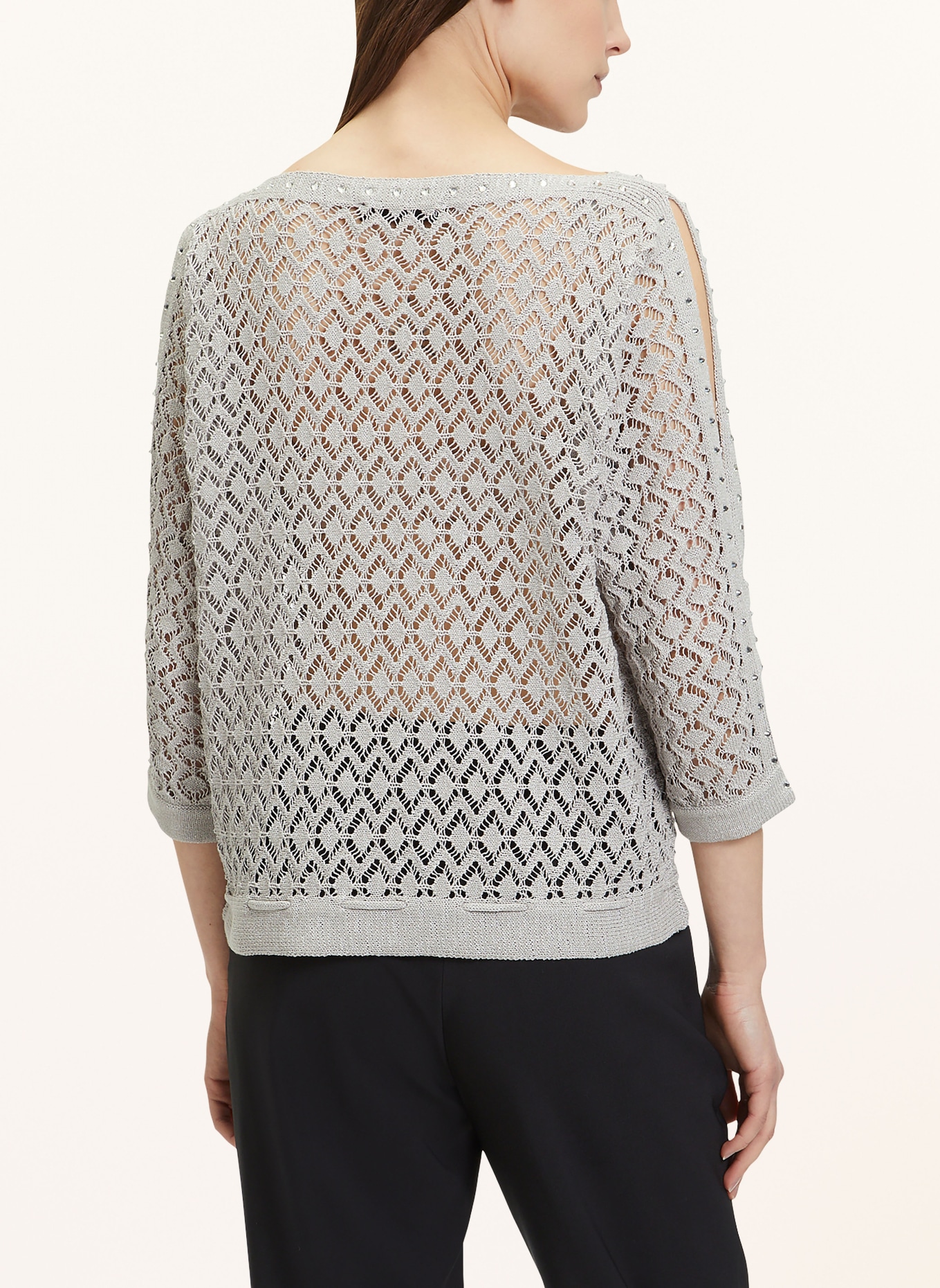 Betty Barclay Sweater with decorative gems and glitter thread, Color: GRAY (Image 3)