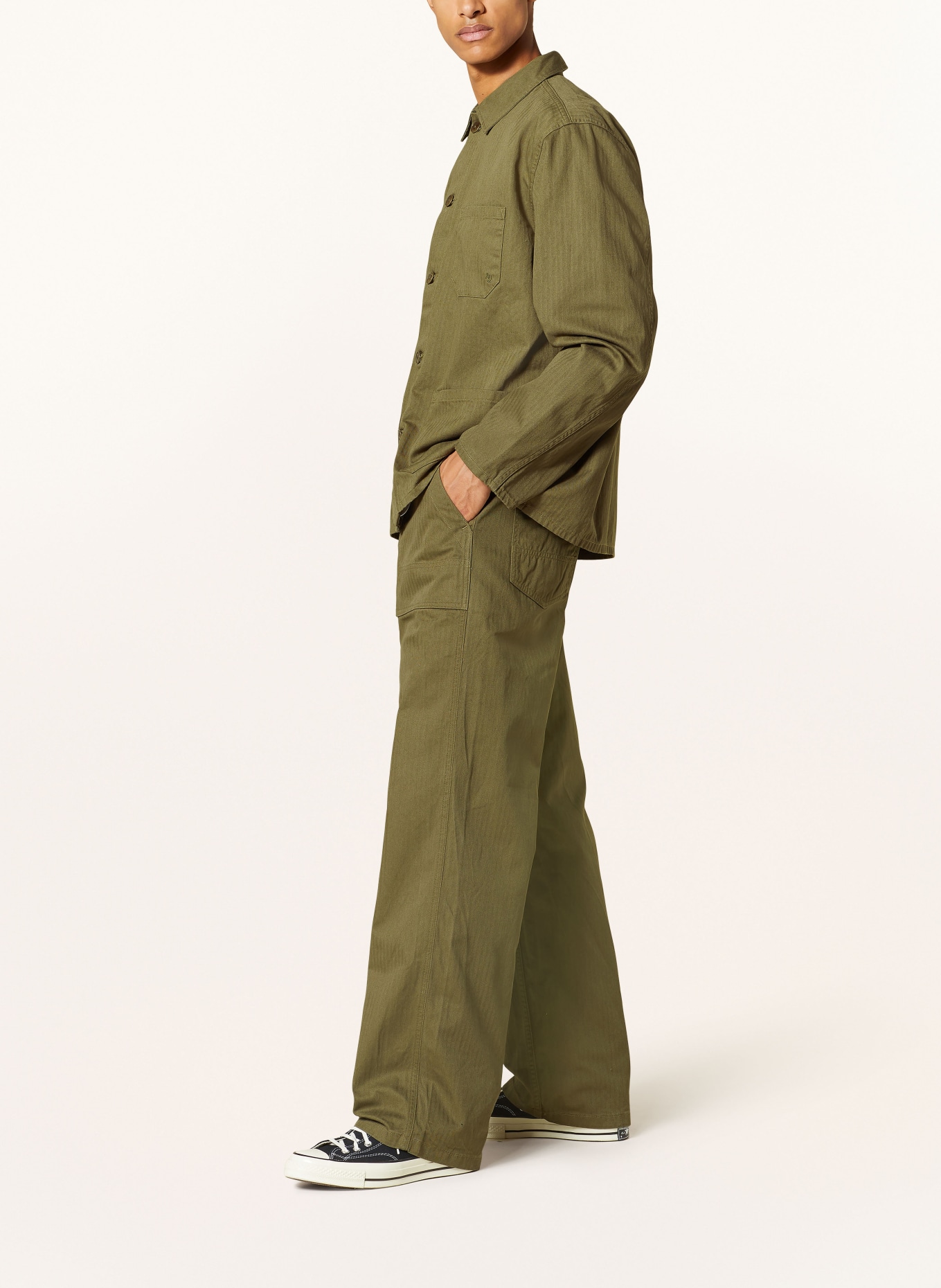 Nudie Jeans Trousers TUFF TONY FATIGUE regular fit, Color: OLIVE (Image 4)