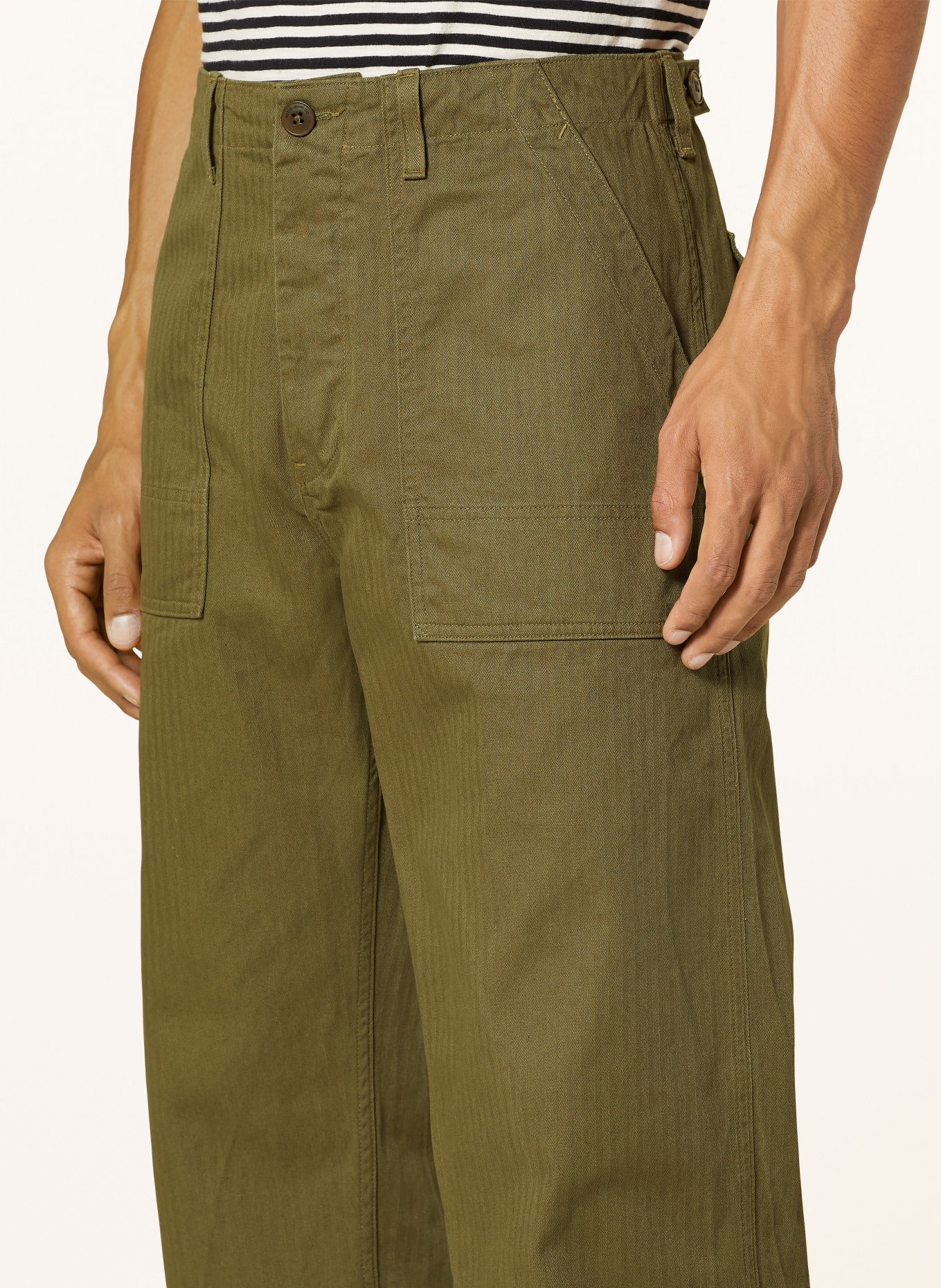 Nudie Jeans Trousers TUFF TONY FATIGUE regular fit, Color: OLIVE (Image 5)