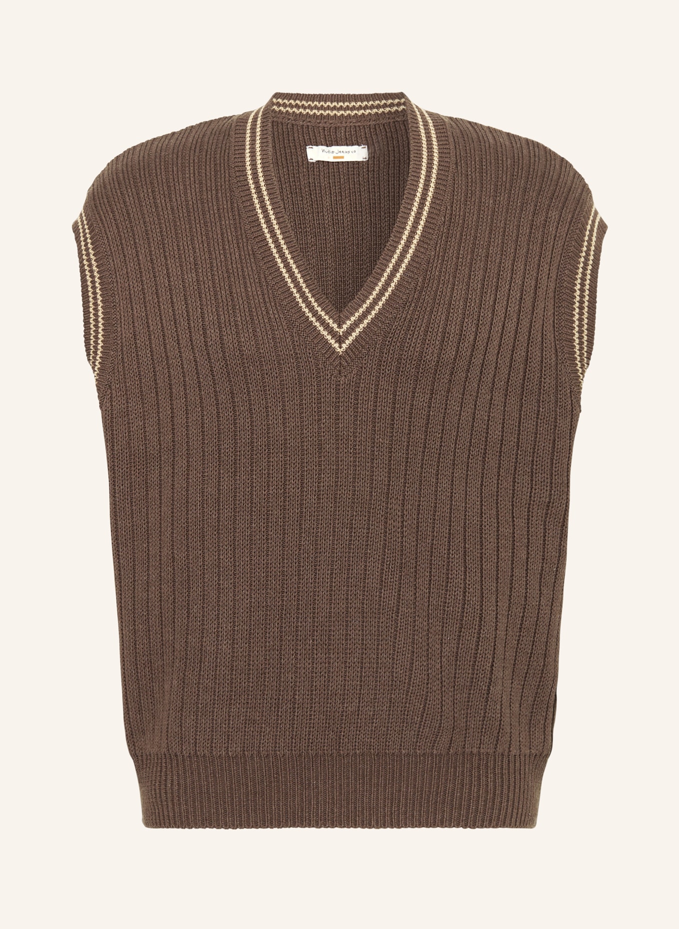 Nudie Jeans Sweater vest SVERRE, Color: BROWN/ LIGHT BROWN (Image 1)