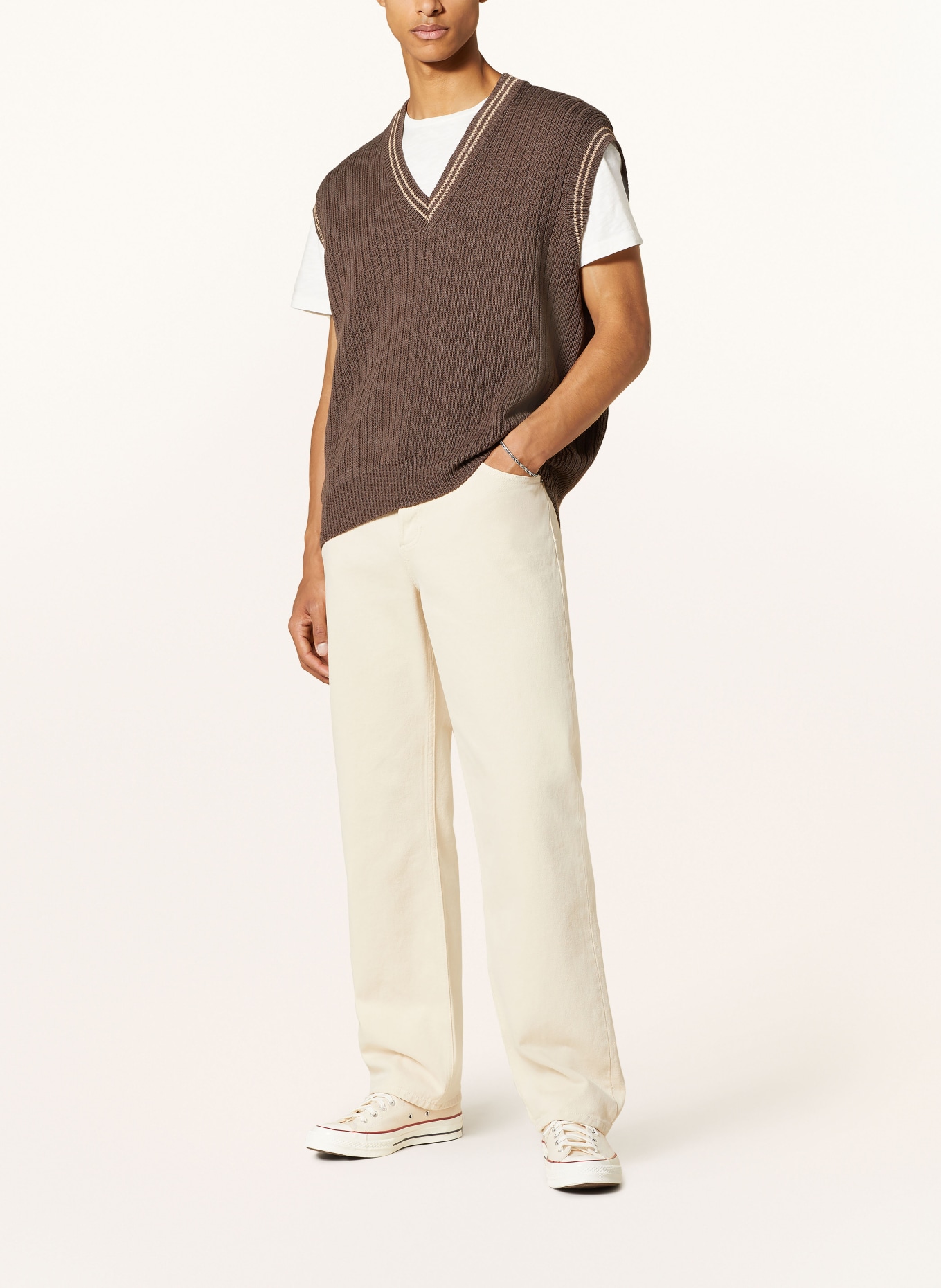 Nudie Jeans Sweater vest SVERRE, Color: BROWN/ LIGHT BROWN (Image 2)