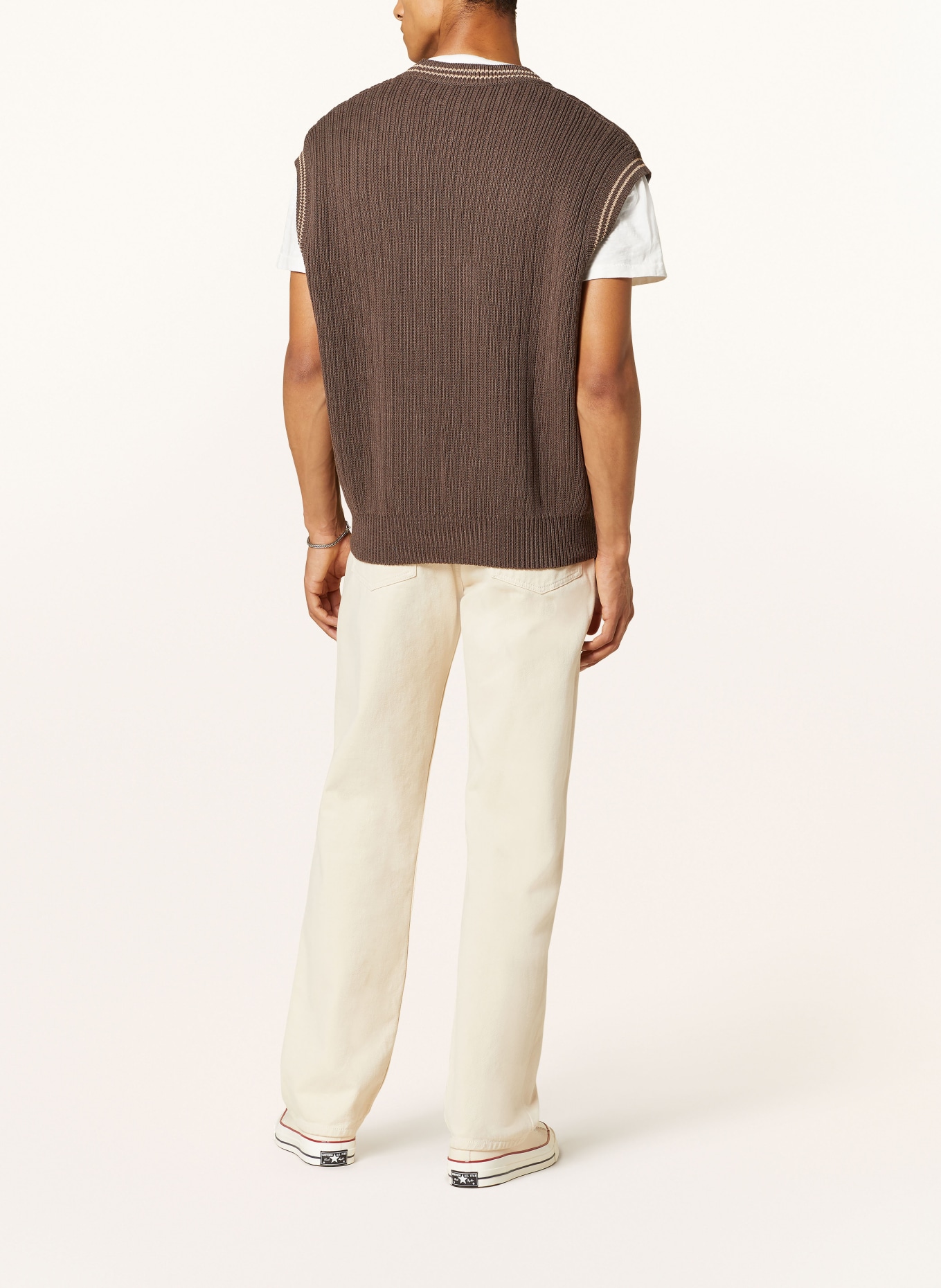 Nudie Jeans Sweater vest SVERRE, Color: BROWN/ LIGHT BROWN (Image 3)