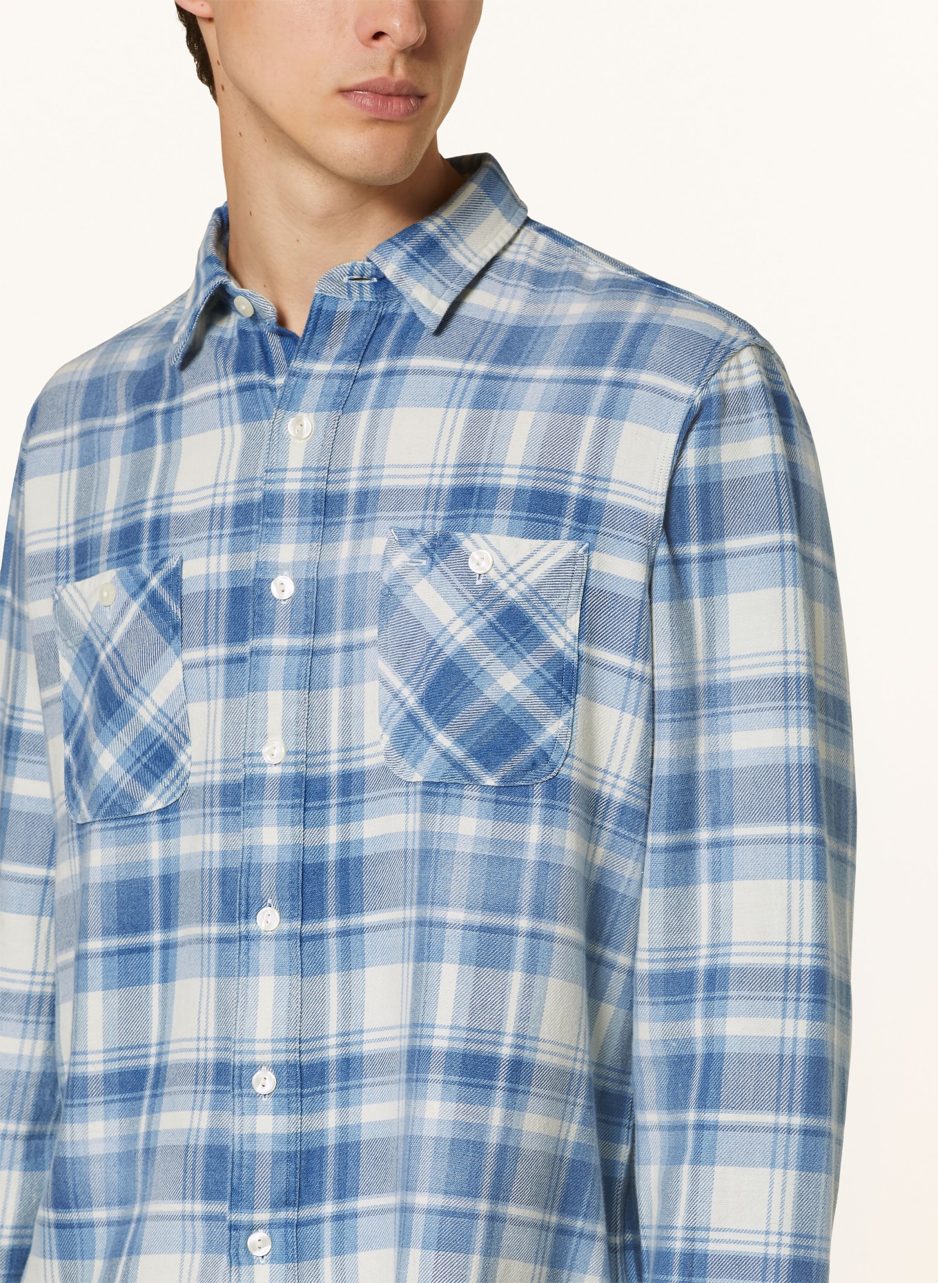 POLO RALPH LAUREN Flannel shirt classic fit, Color: WHITE/ BLUE/ LIGHT BLUE (Image 4)