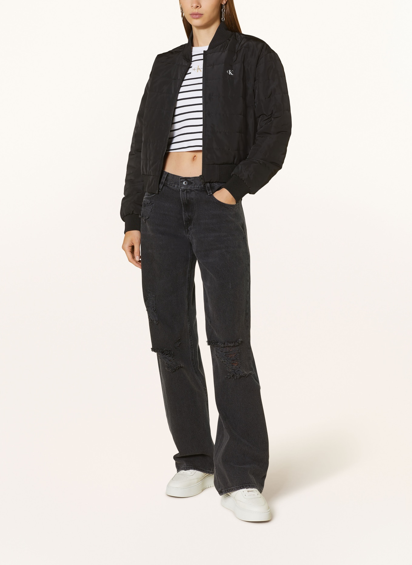 Calvin Klein Jeans Cropped bomber jacket, Color: BLACK (Image 2)