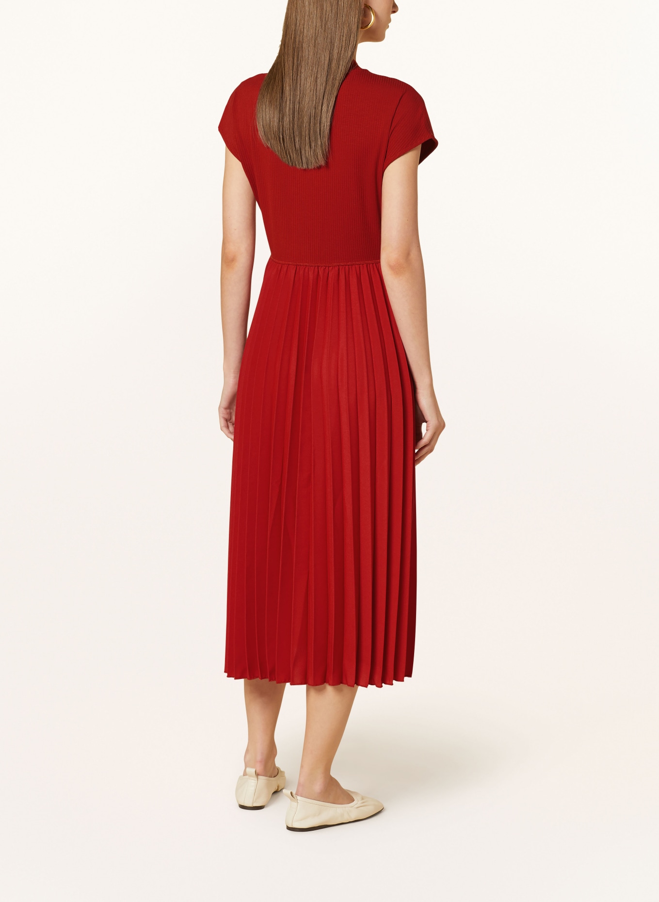 TOMMY HILFIGER Kleid im Materialmix: DUNKELROT