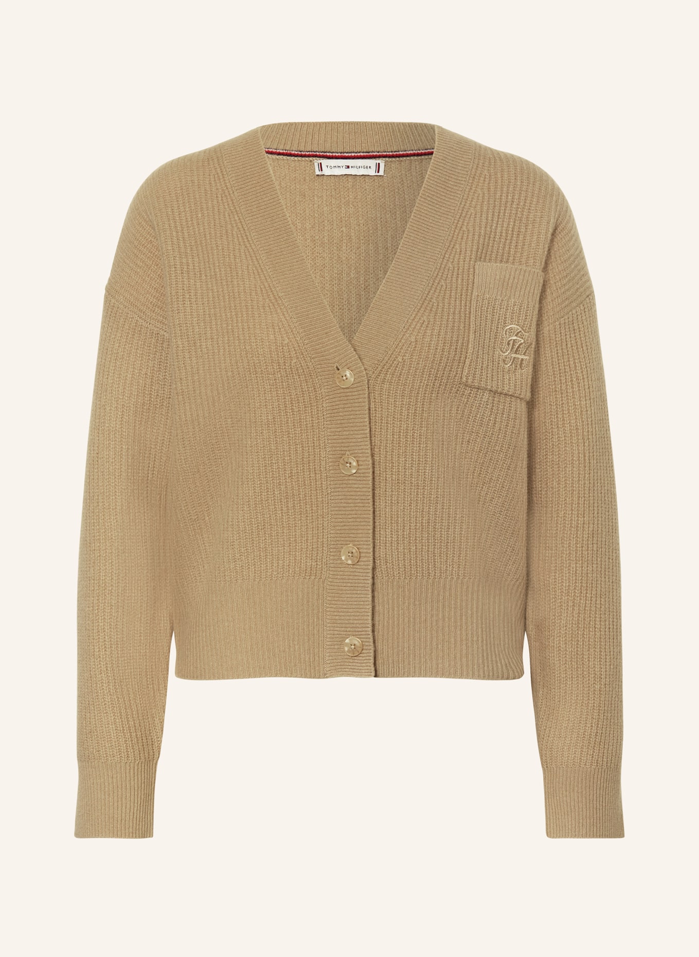 TOMMY HILFIGER Strickjacke: BEIGE