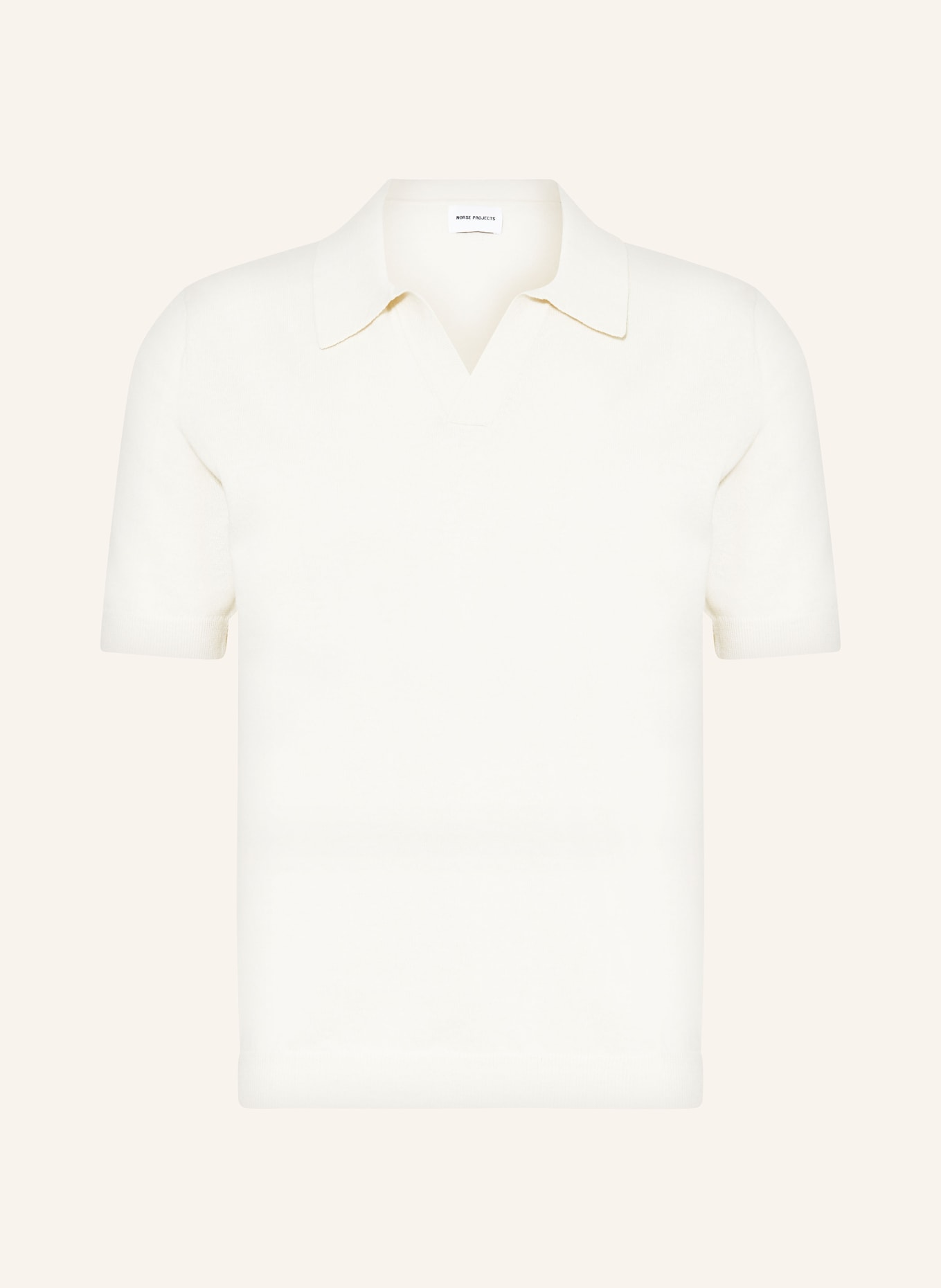 NORSE PROJECTS Koszulka polo z dzianiny LEIF z lnem, Kolor: ECRU (Obrazek 1)
