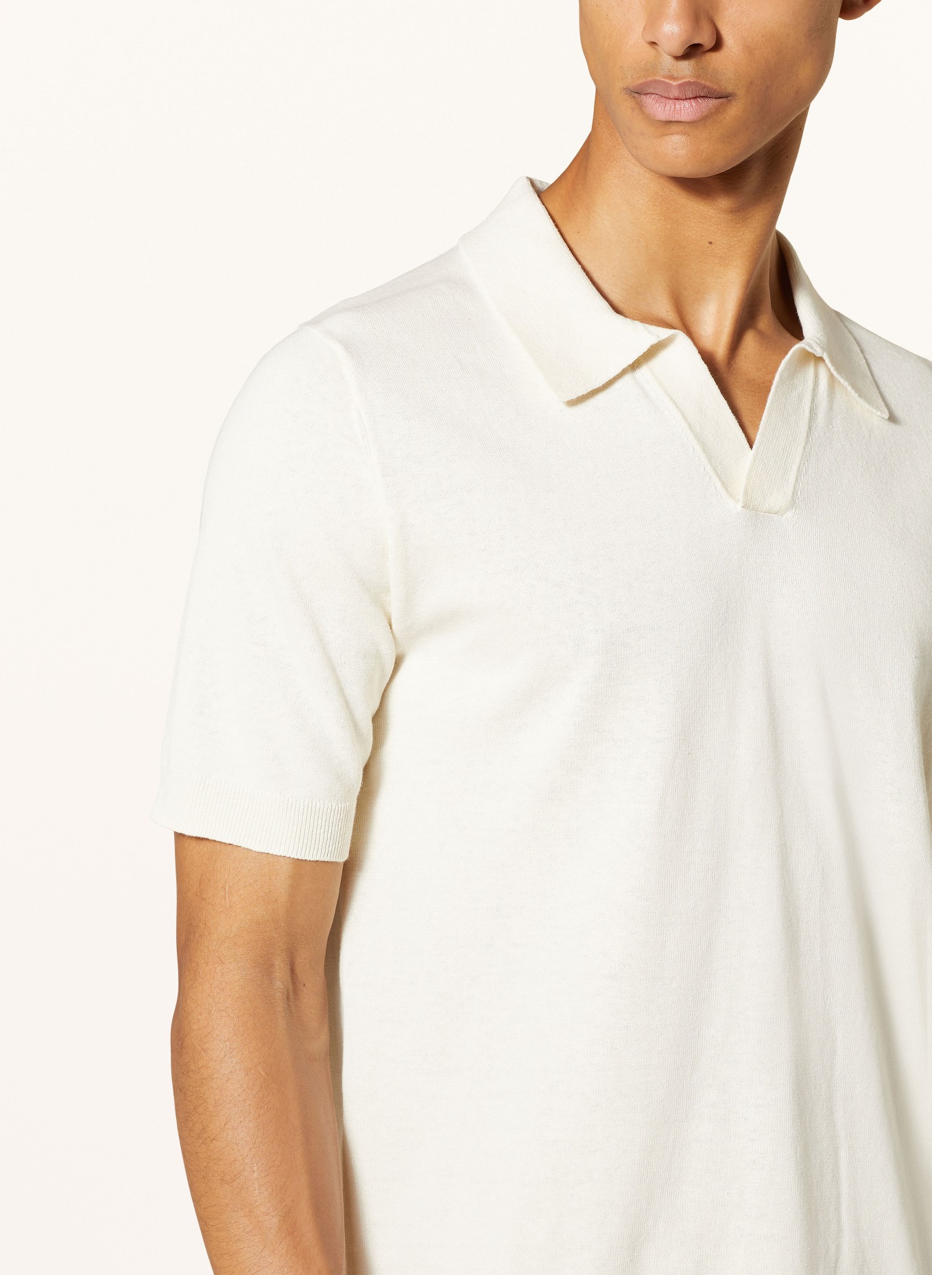 NORSE PROJECTS Knitted polo shirt LEIF with linen, Color: ECRU (Image 4)