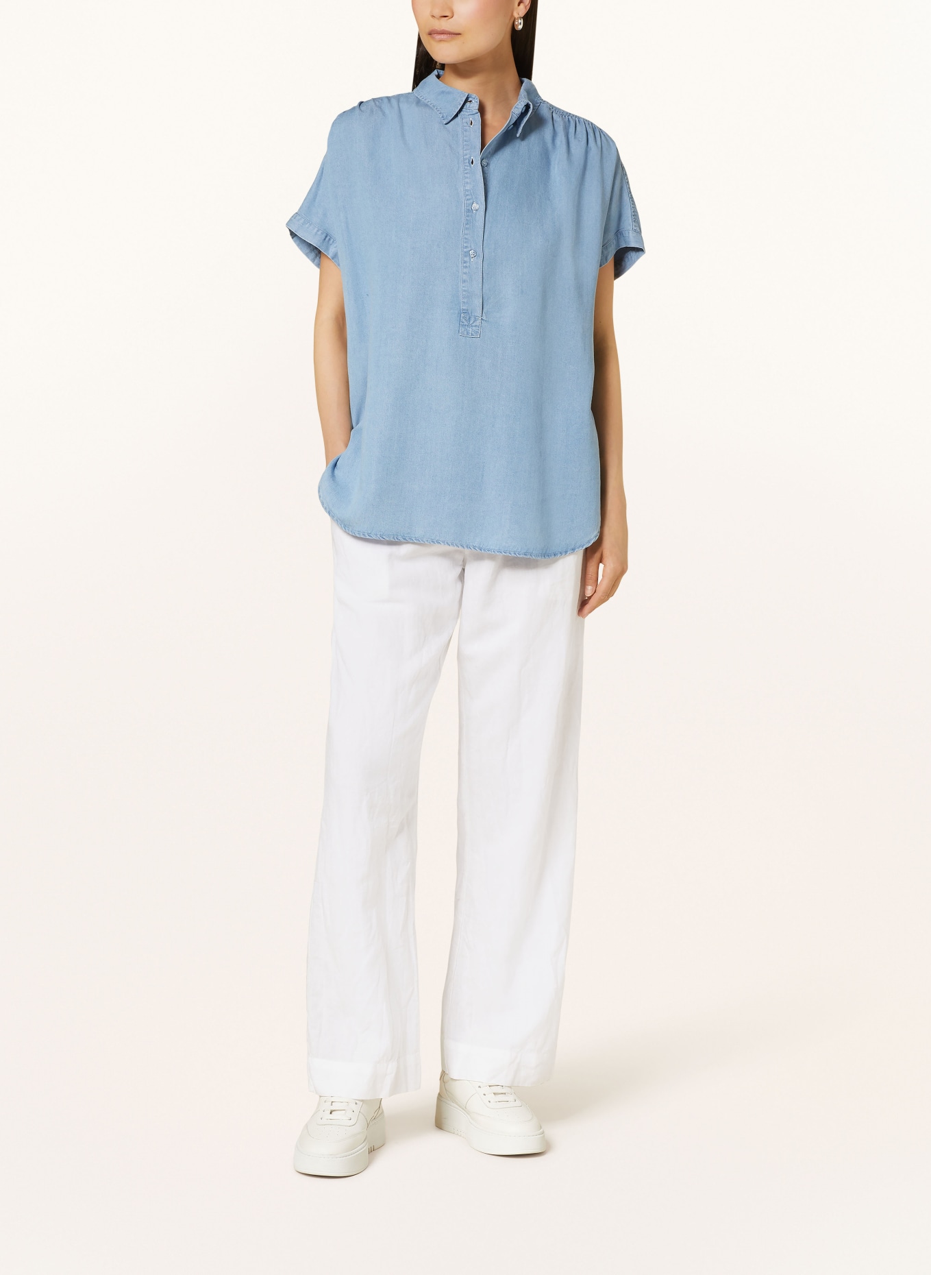 FYNCH-HATTON Shirt blouse in denim look, Color: LIGHT BLUE (Image 2)