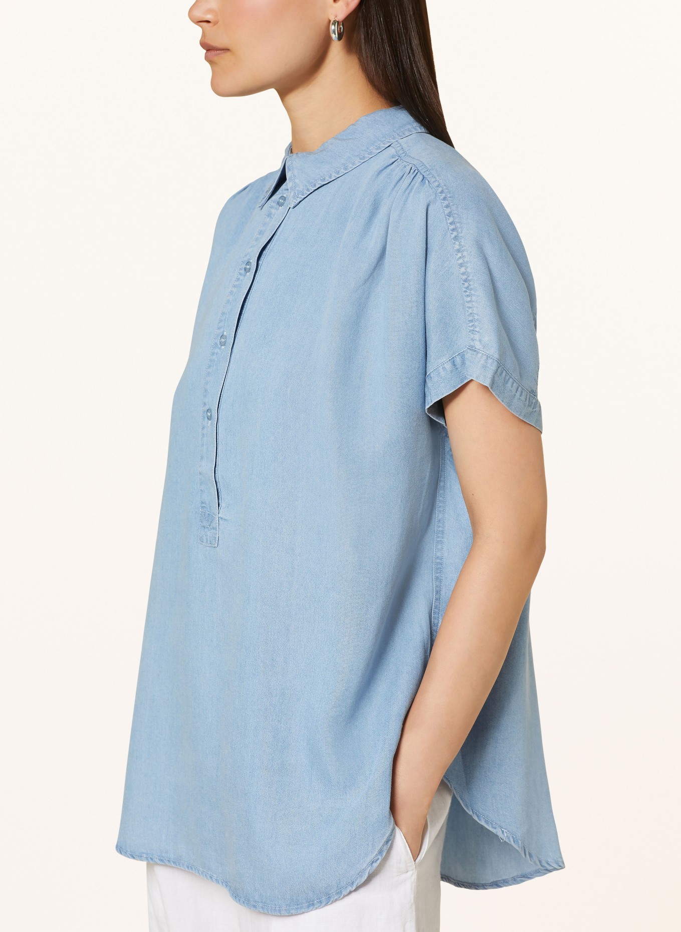 FYNCH-HATTON Shirt blouse in denim look, Color: LIGHT BLUE (Image 4)