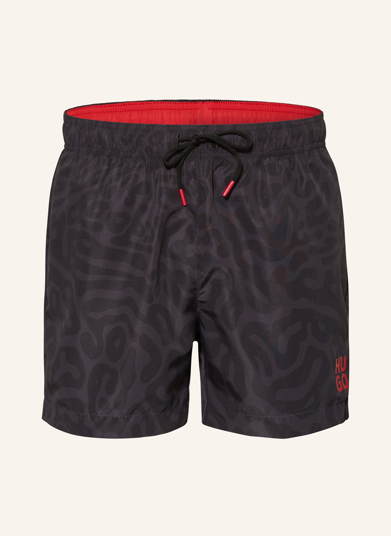 HUGO Swim shorts RIFF, Color: BLACK/ DARK GRAY (Image 1)