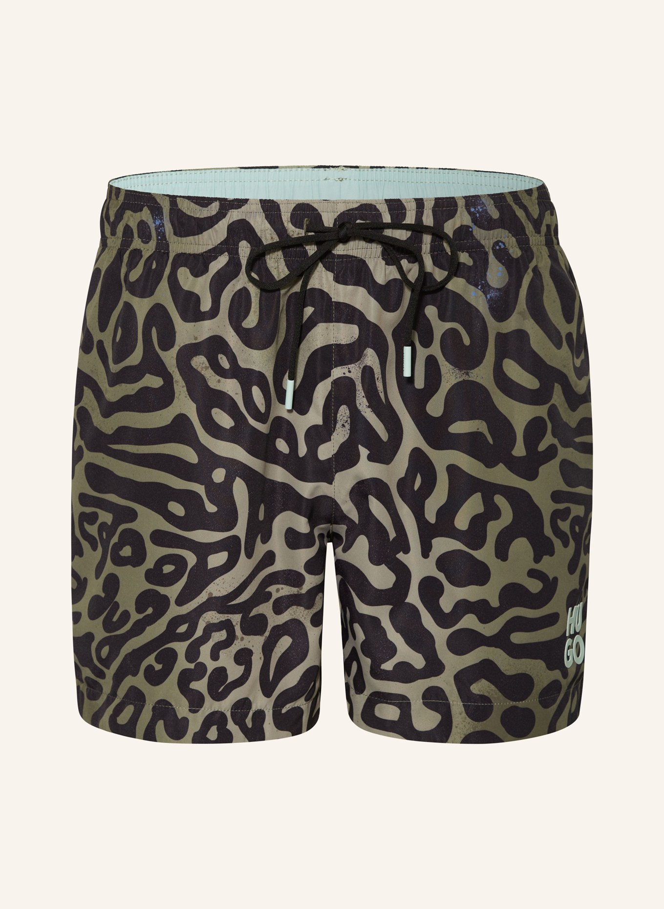 HUGO Swim shorts RIFF, Color: GREEN/ BLACK (Image 1)