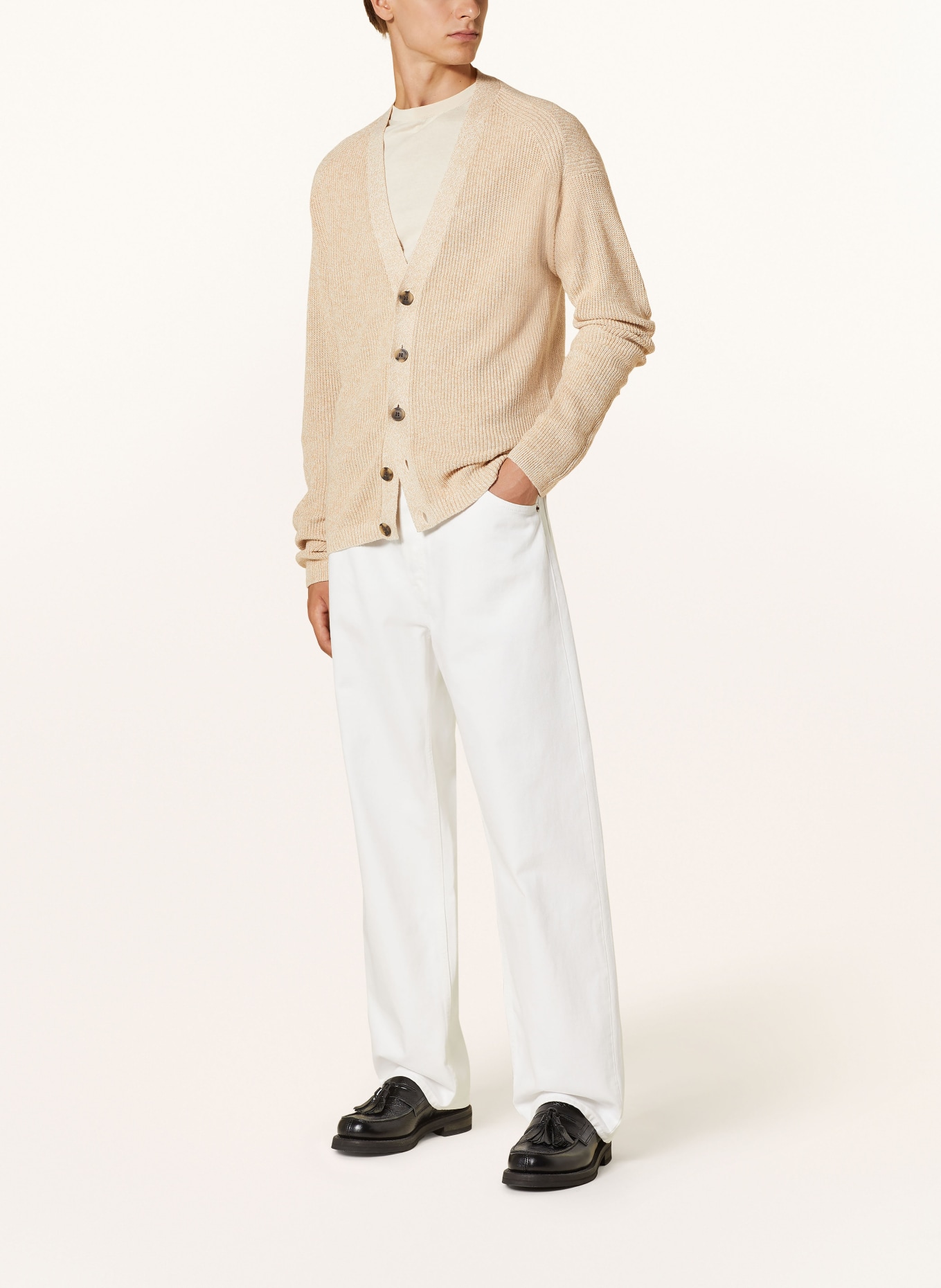 Calvin Klein Cardigan with linen, Color: LIGHT BROWN (Image 2)