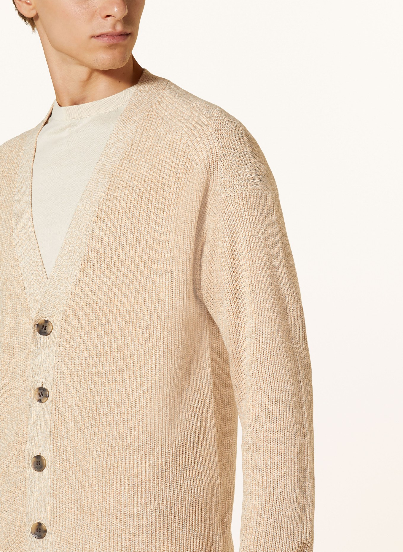 Calvin Klein Cardigan with linen, Color: LIGHT BROWN (Image 4)
