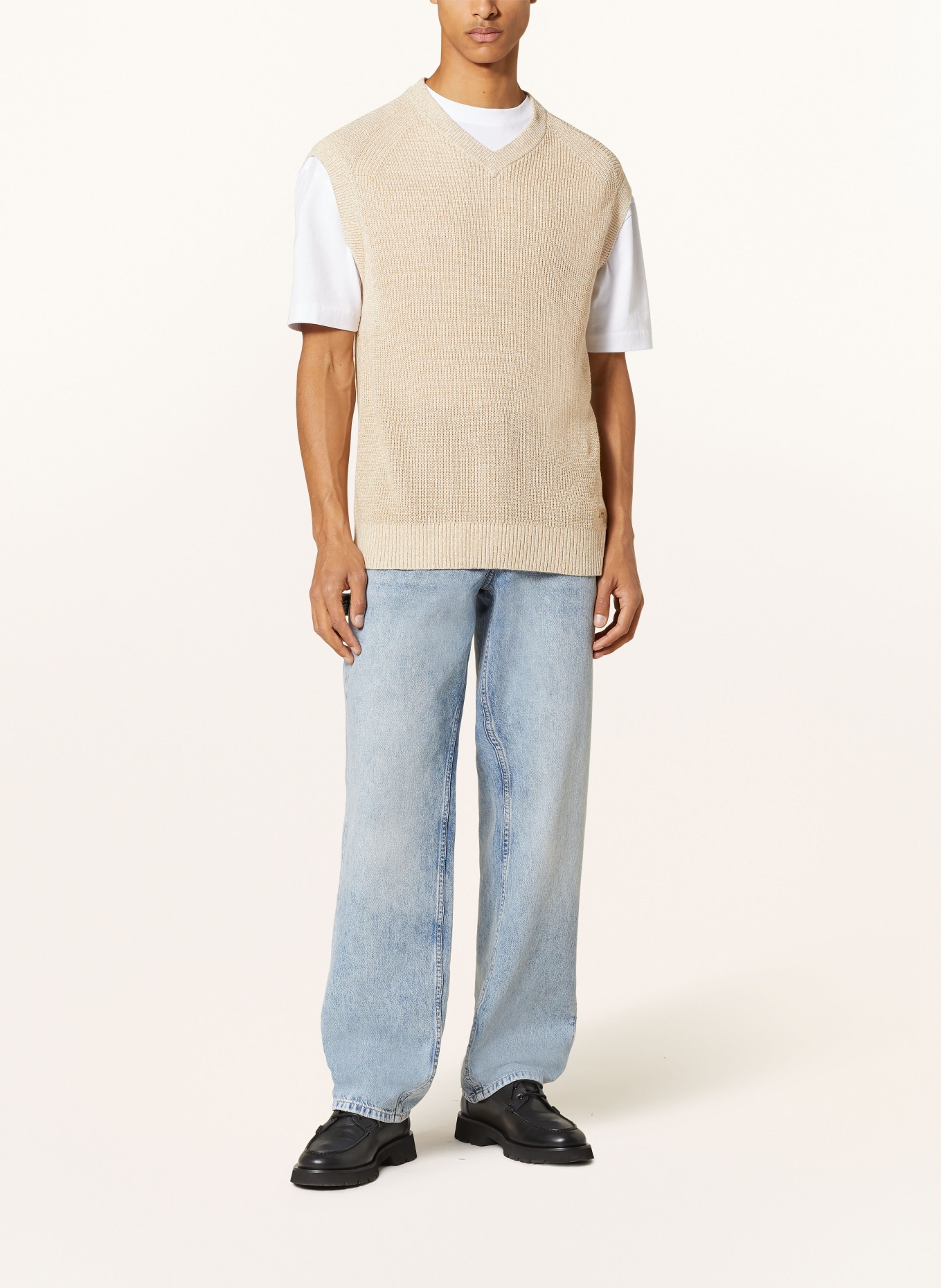 Calvin Klein Pullunder mit Leinen, Farbe: CREME (Bild 2)
