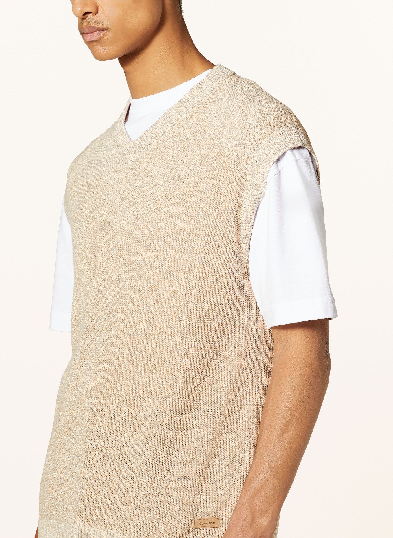 Calvin Klein Sweater vest with linen, Color: CREAM (Image 4)