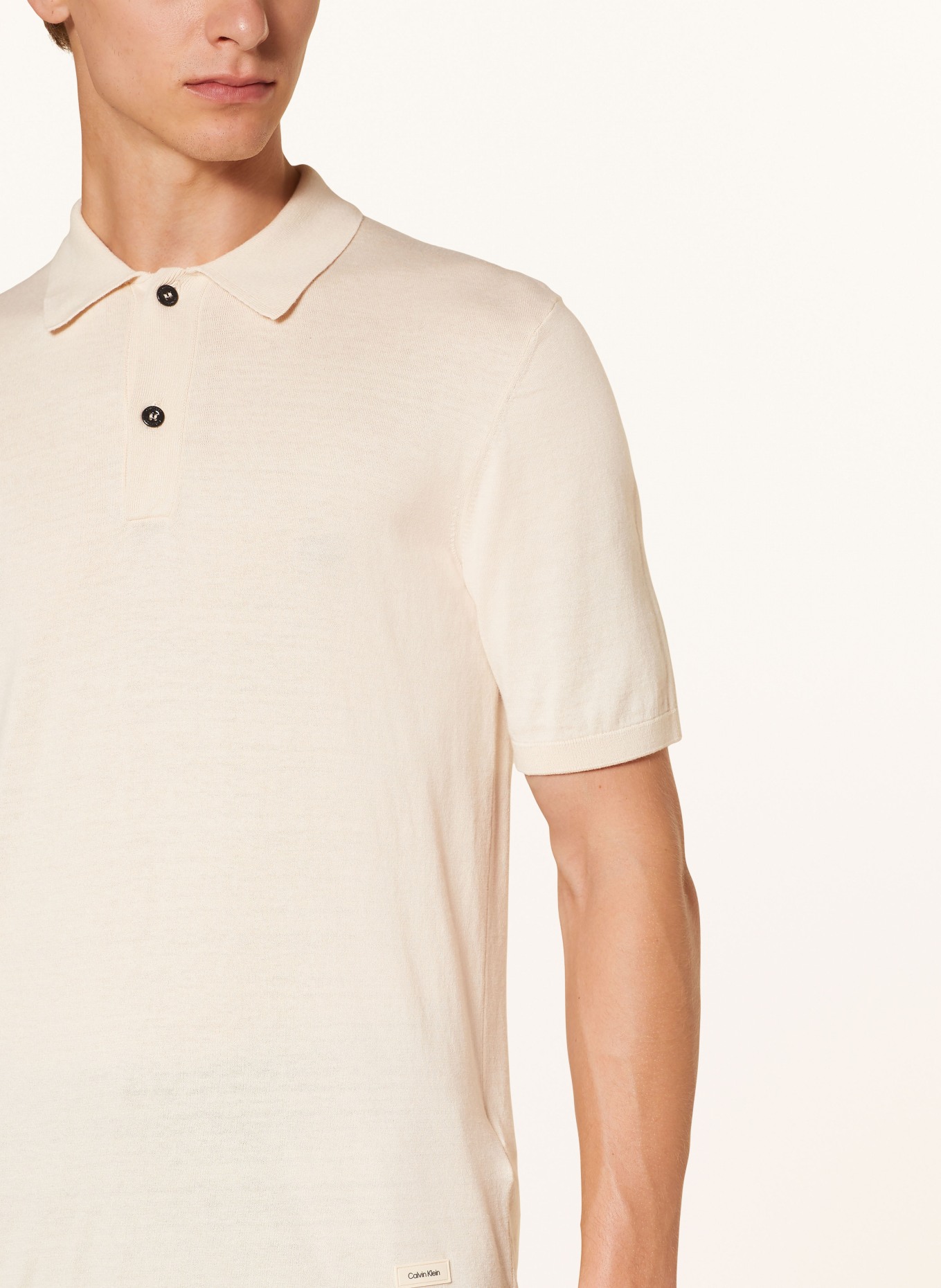 Calvin Klein Strick-Poloshirt, Farbe: CREME (Bild 4)