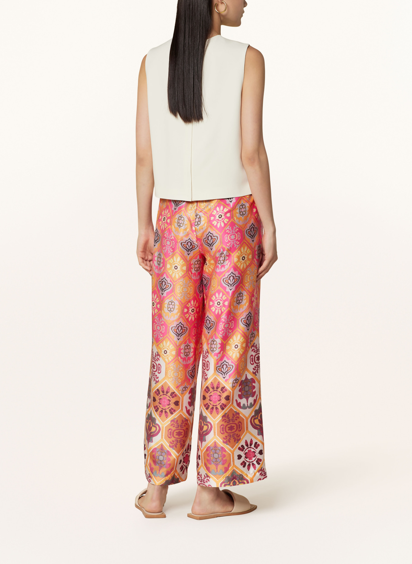 CARTOON Wide leg trousers in satin, Color: PINK/ YELLOW/ GRAY (Image 3)