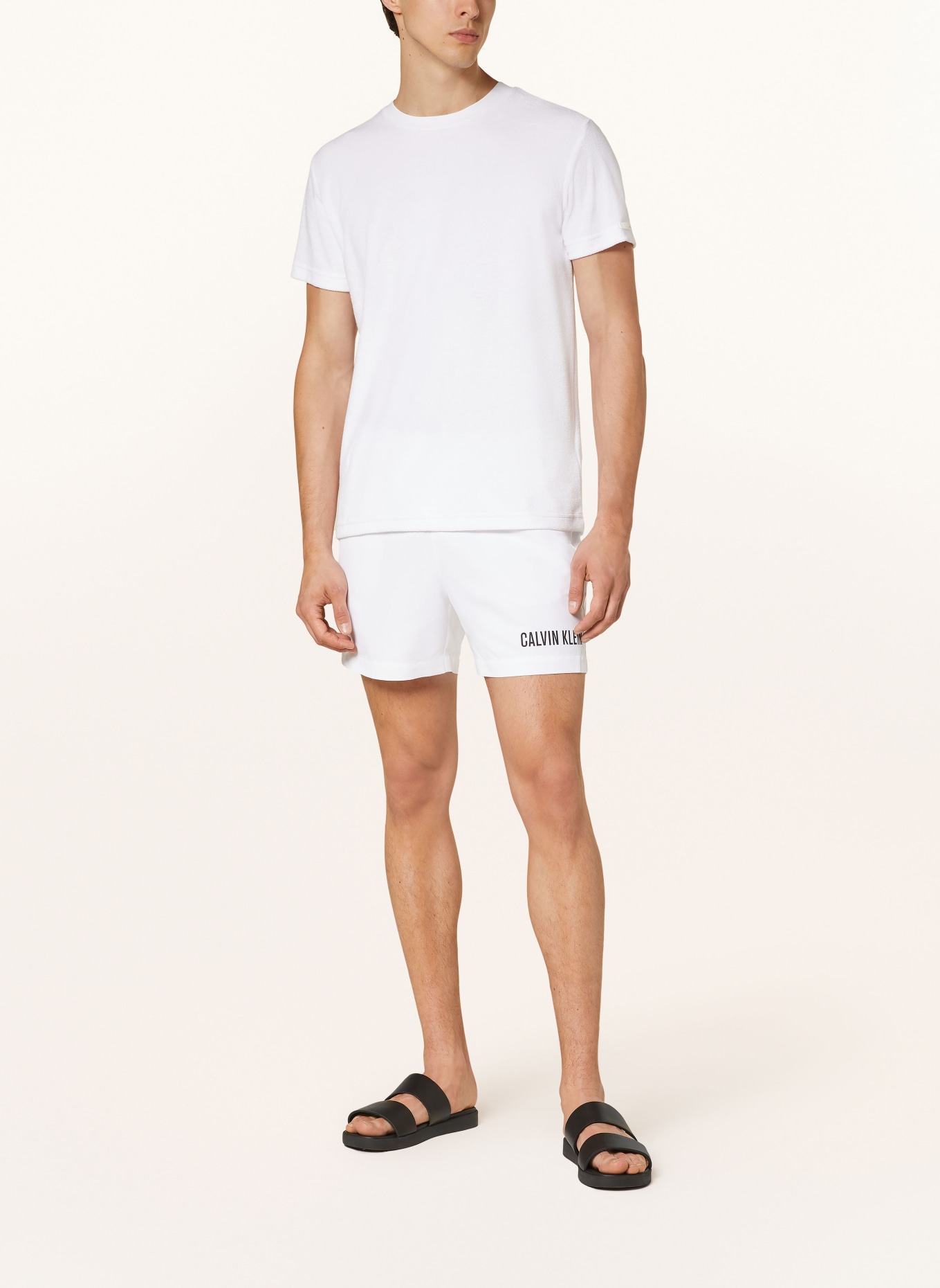 Calvin Klein T-shirt z materiału frotte, Kolor: BIAŁY (Obrazek 2)