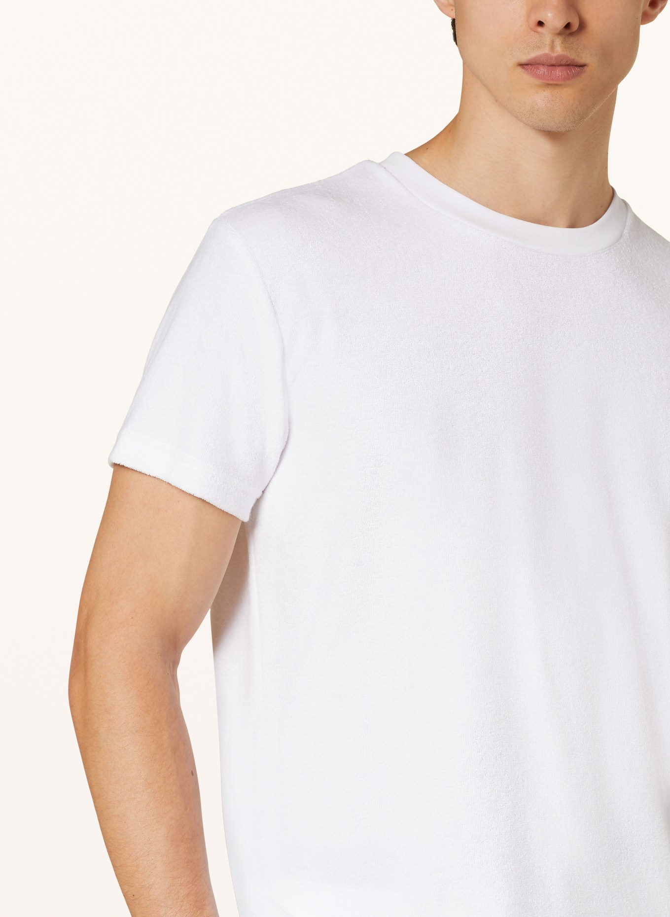 Calvin Klein T-shirt z materiału frotte, Kolor: BIAŁY (Obrazek 4)