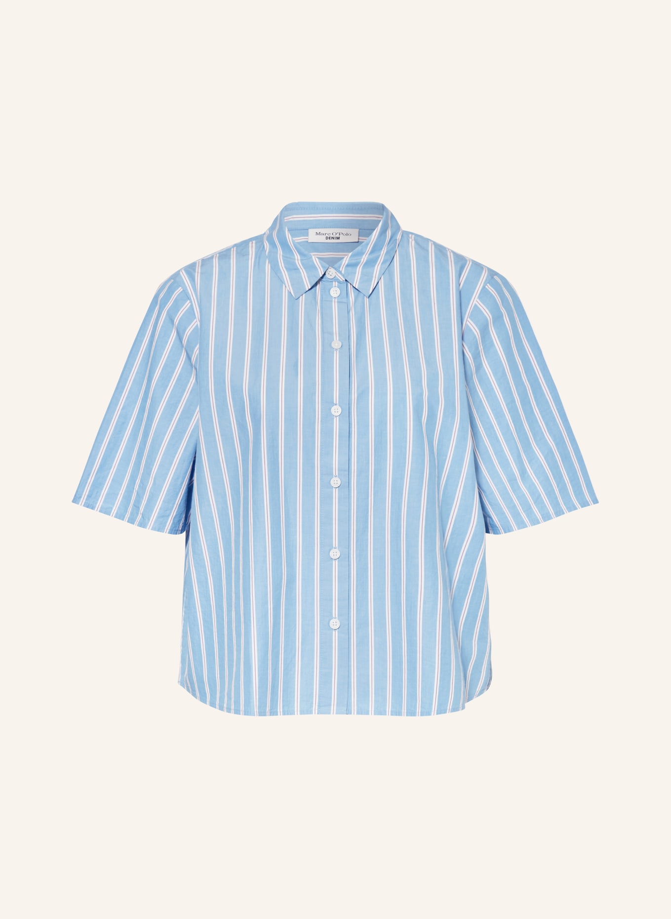 Marc O'Polo DENIM Shirt blouse, Color: LIGHT BLUE/ WHITE/ PURPLE (Image 1)