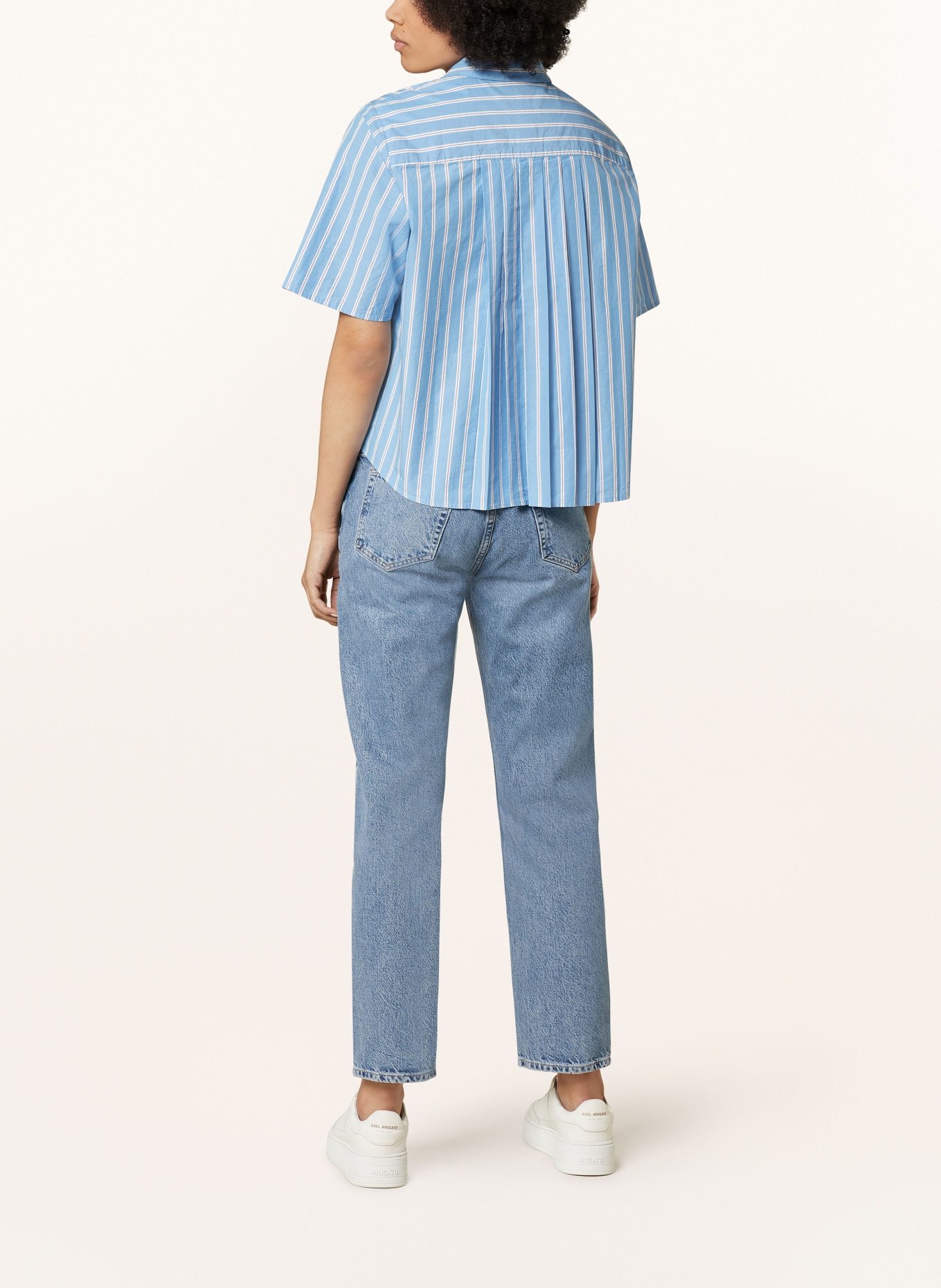 Marc O'Polo DENIM Shirt blouse, Color: LIGHT BLUE/ WHITE/ PURPLE (Image 3)
