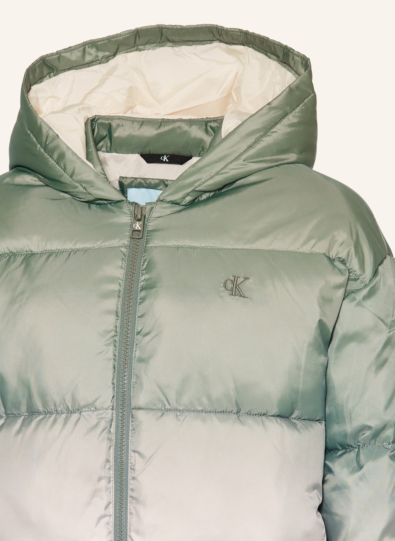 Calvin Klein Steppjacke: CREME / HELLGRÜN / GRÜN