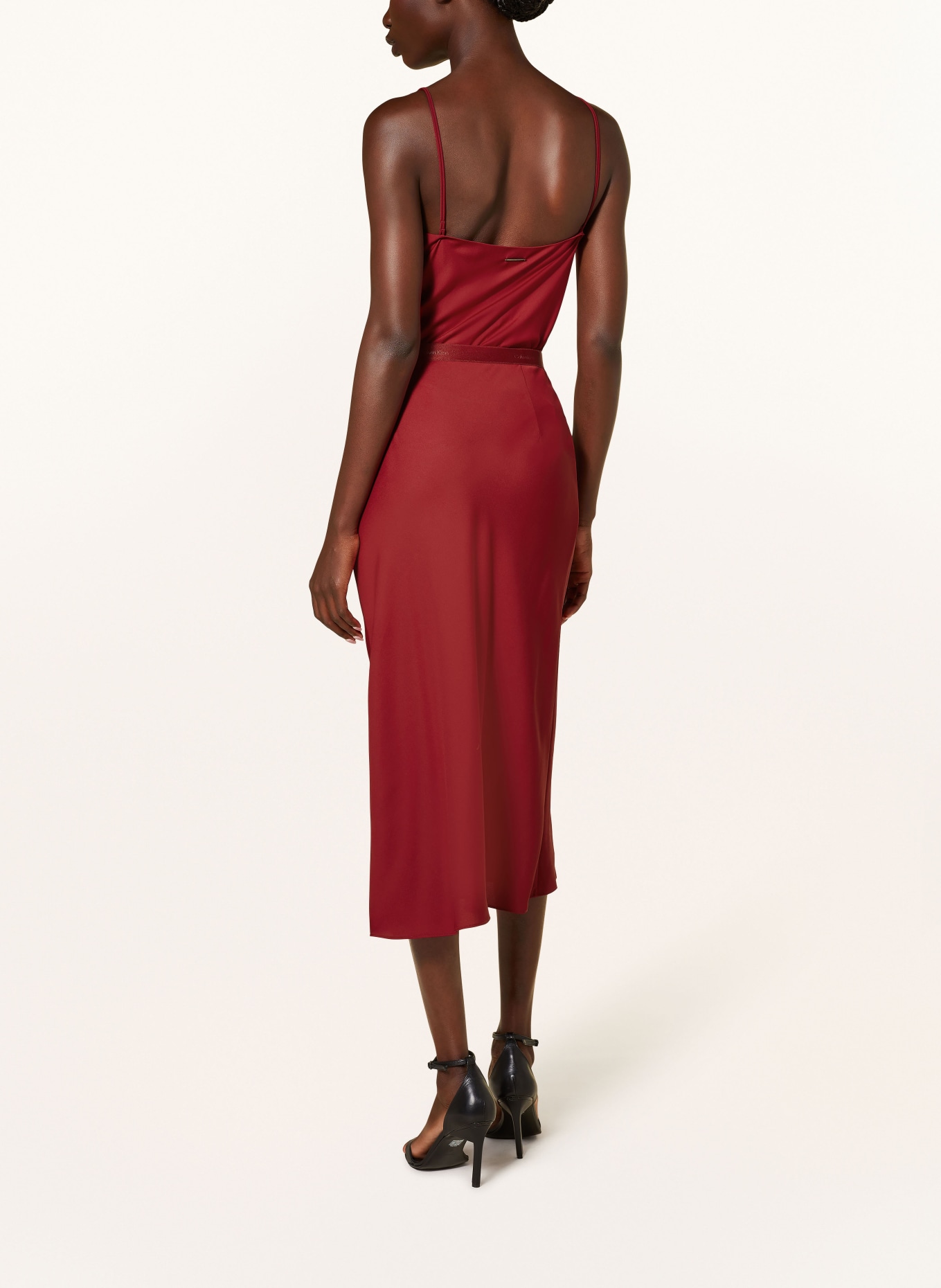 Calvin Klein Spódnica satynowa: CIEMNOCZERWONY